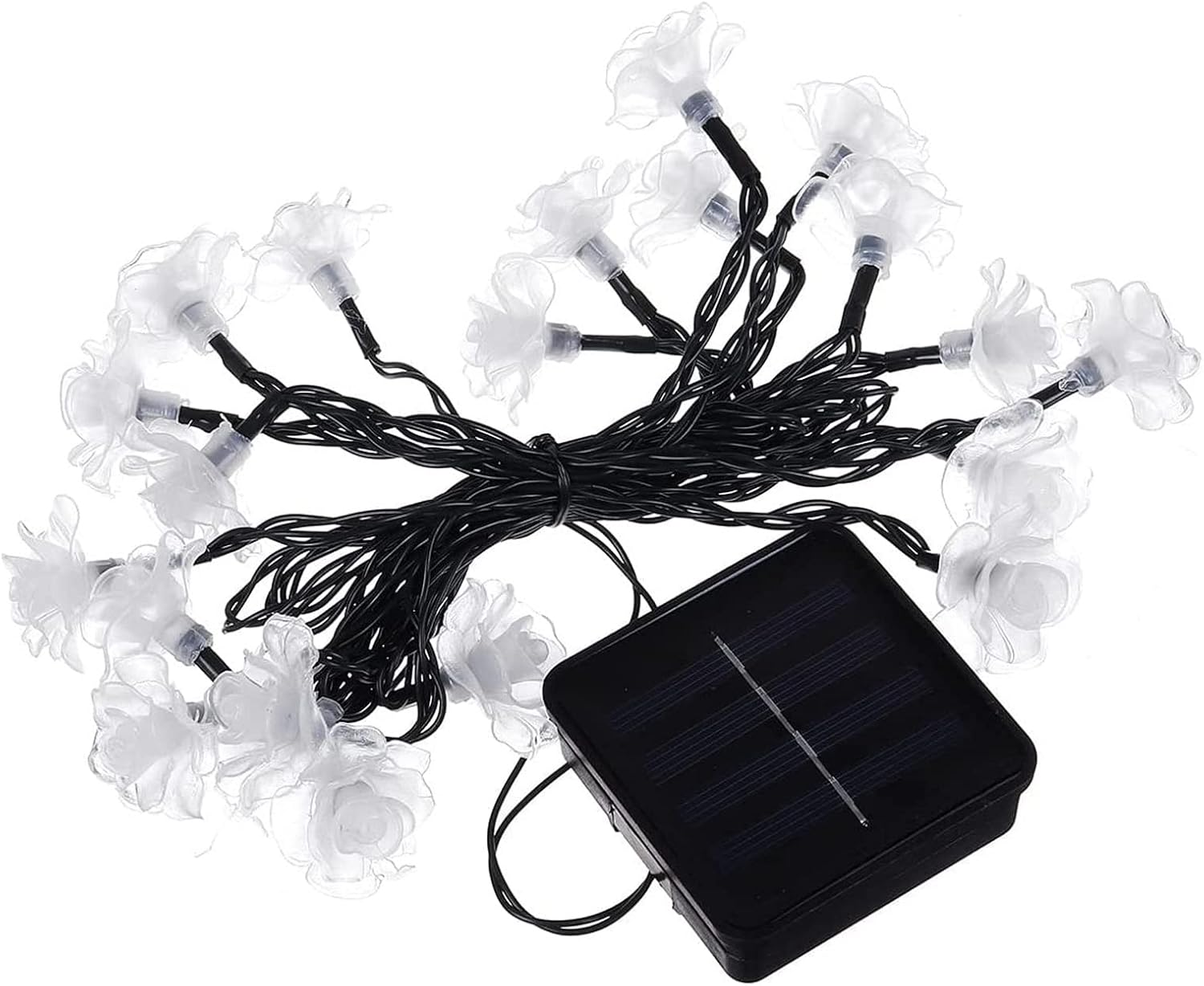 WONFAST Solar Flower String Lights - 20LED Rose White 2 Mode