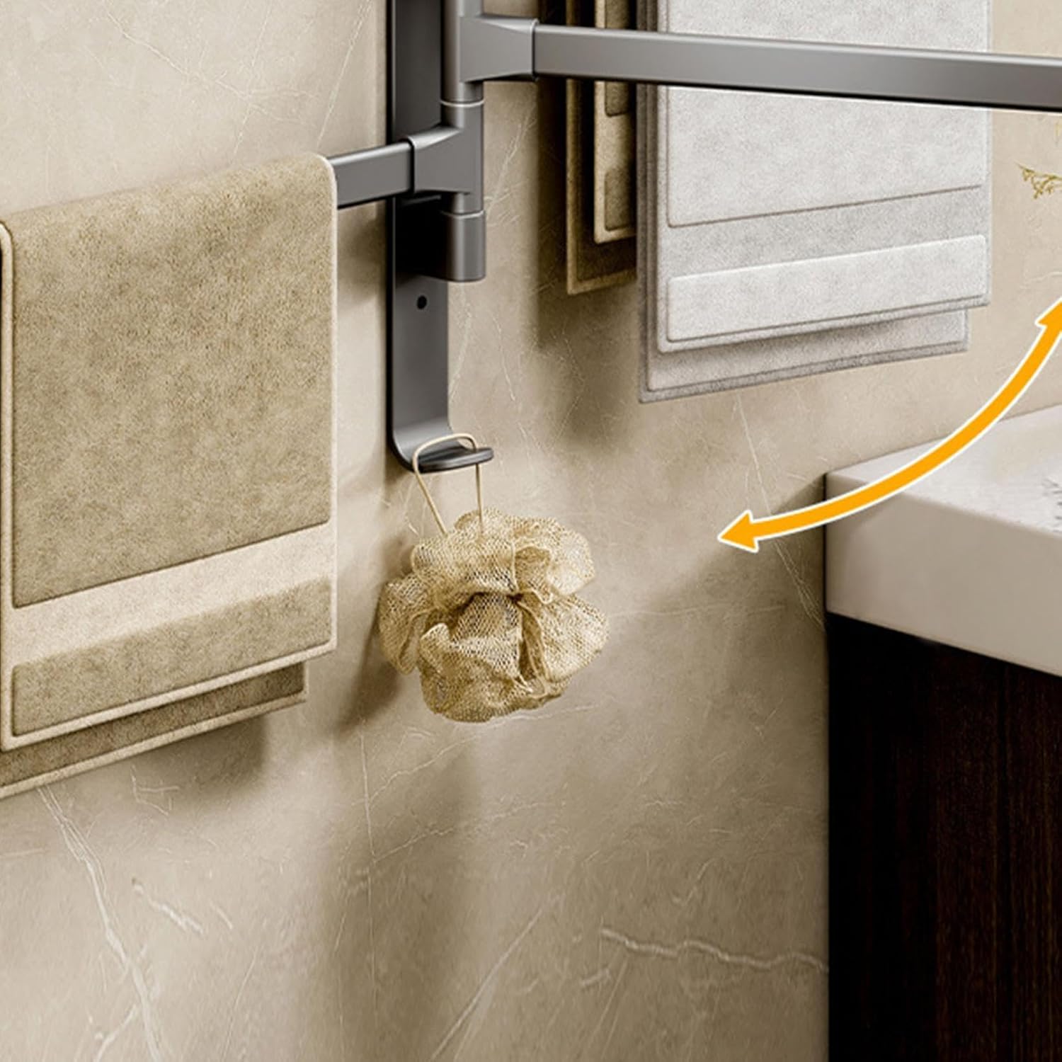 Swivel Foldable Towel Bar Ladder with Hook Hanger