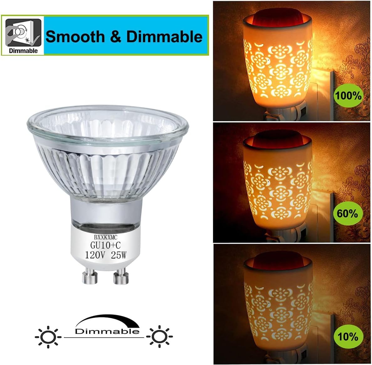 Halogen 25W GU10 120V Candle Warmer Replacement Light Bulb 4 Pack