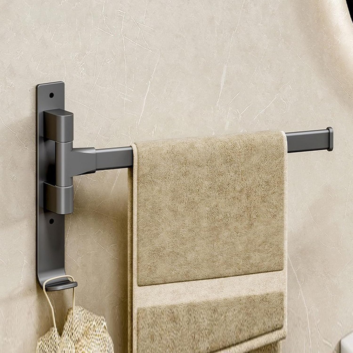 4 Arm Swivel Towel Rack with Hook Rustproof and Space Saving