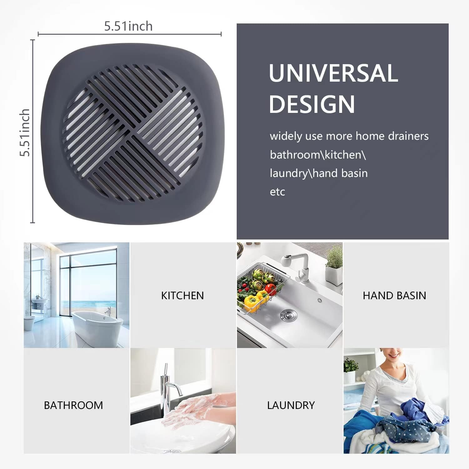 Couidl Hair Catcher Shower Drain Cover 55 Inch 2 Pack