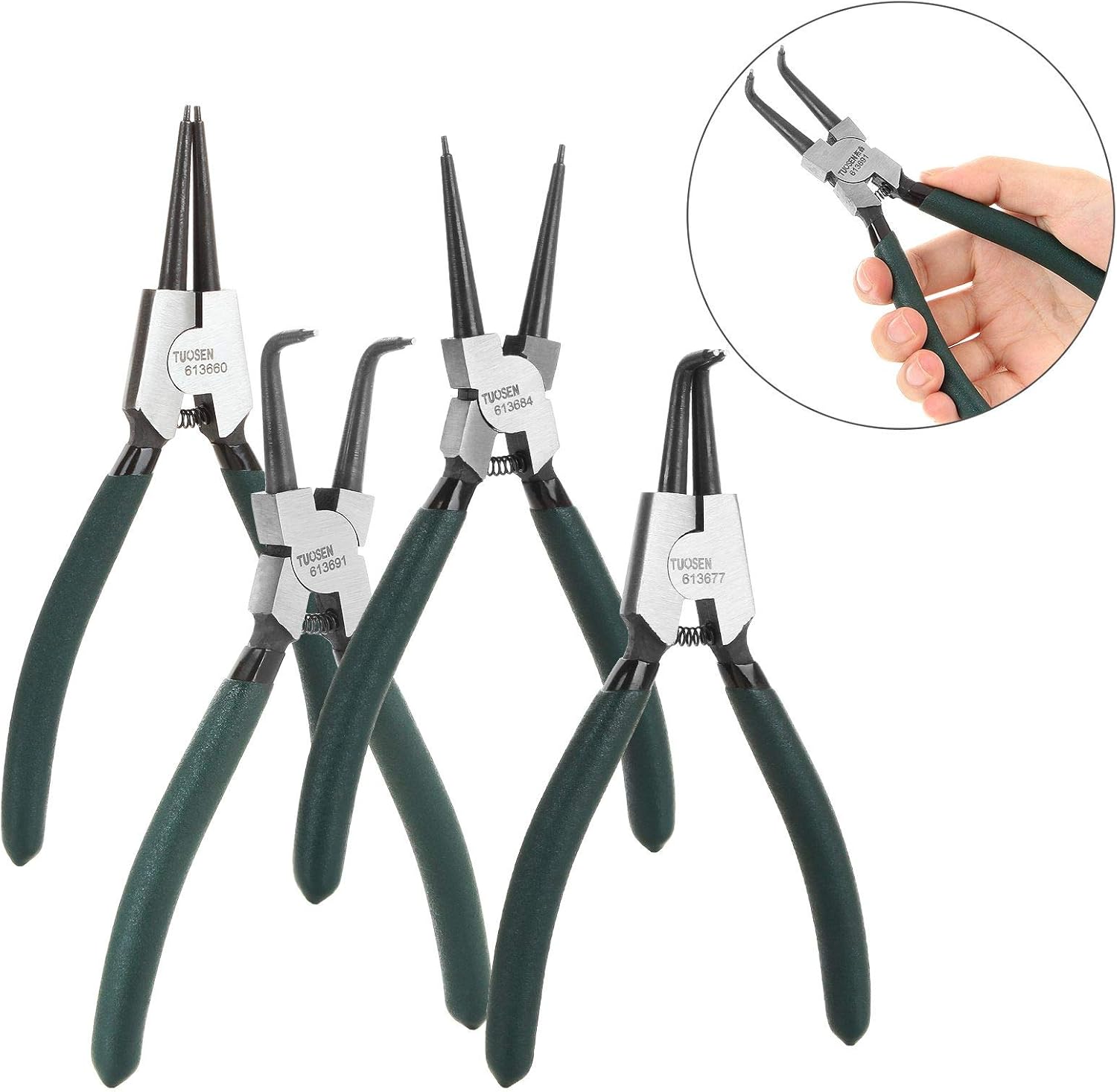 4-Piece 7-Inch Snap Ring Pliers Set for Heavy Duty Use