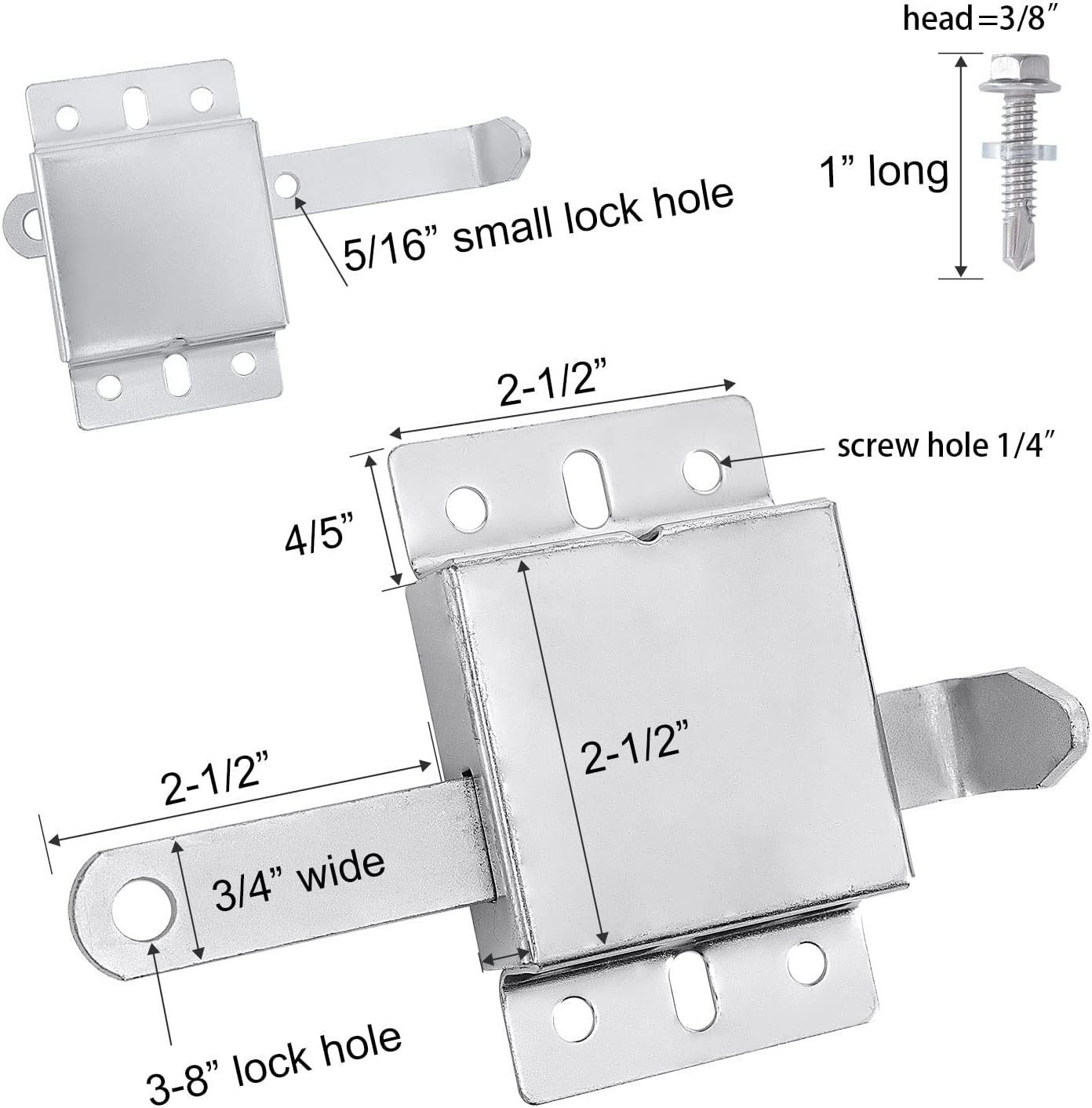Wedelweib Garage Door Side Lock Inside Deadlock - Silver with PVC Cover