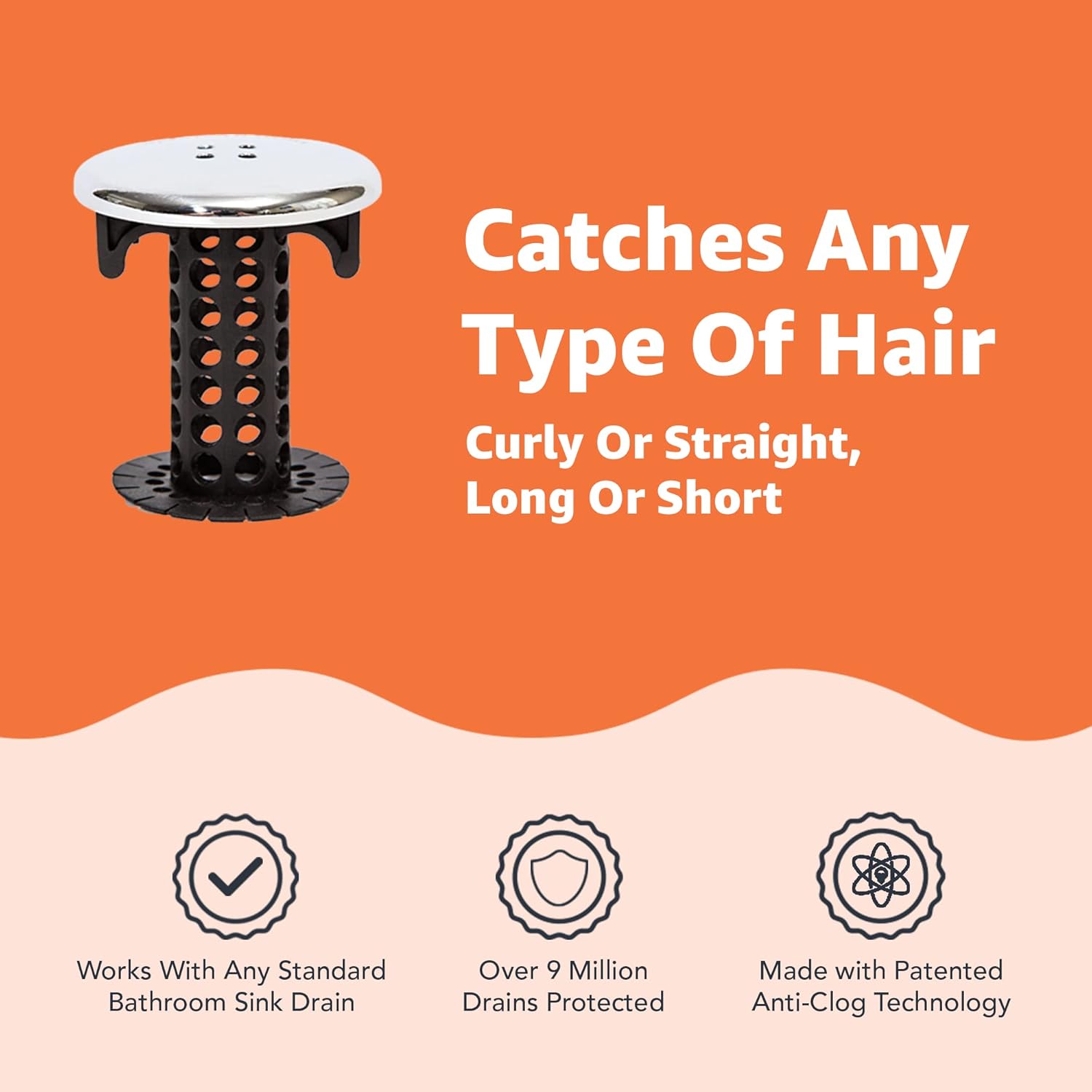 SinkShroom Chrome Drain Hair Catcher Protector