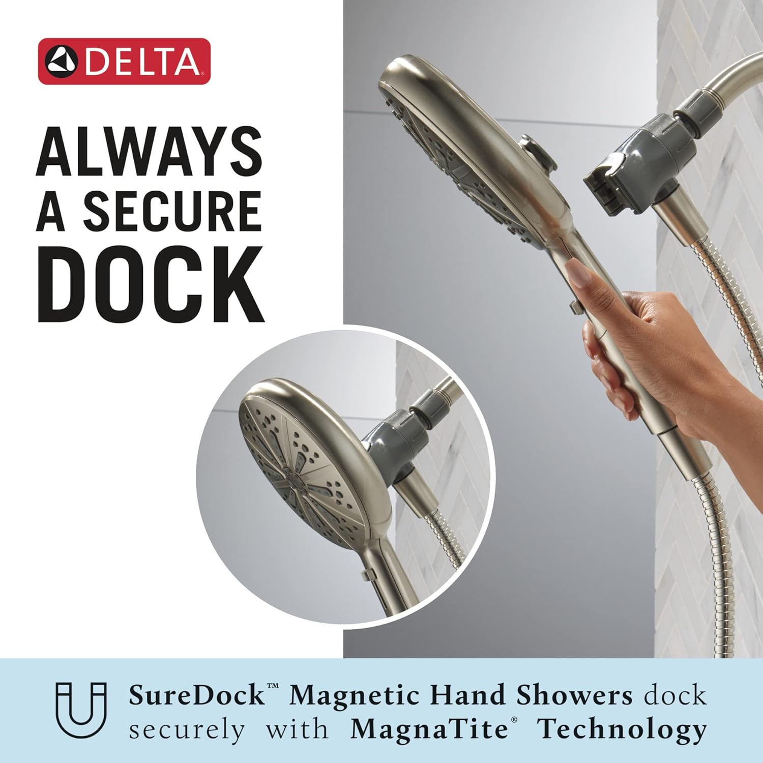 Delta 6-Spray SureDock Magnetic Shower Head Champagne Bronze 1