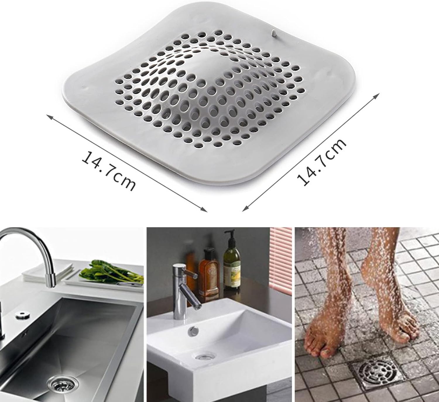5 Pack Shower Hair Drain Catcher with Suction Cup