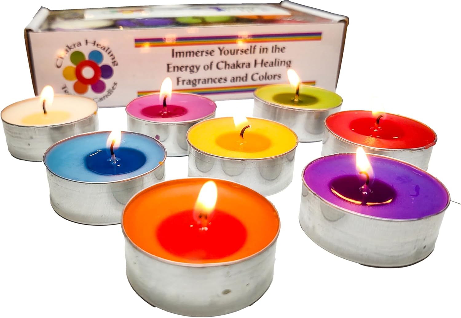 Chakra Colored Scented Tealight Candles 16 Pcs
