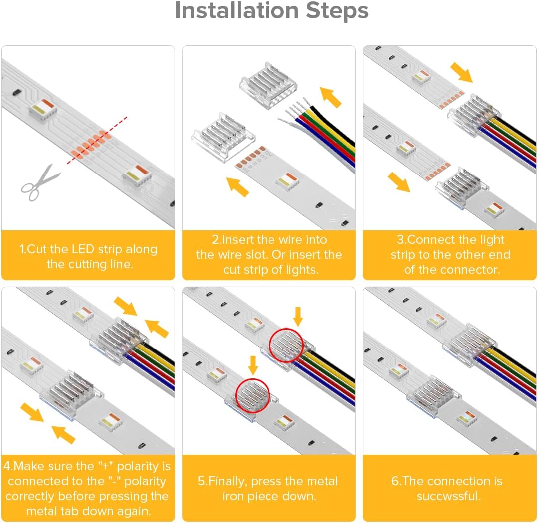 BTF-LIGHTING SMD 6 Pin 12mm LED Strip Connector Kit