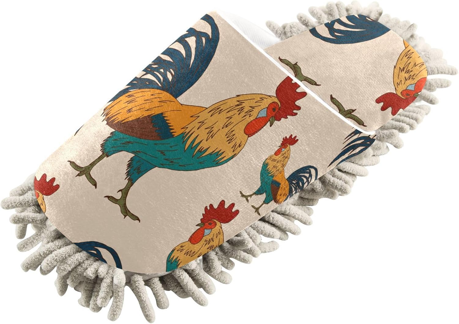 Sinestour Roosters Mop Slippers for Floor Cleaning