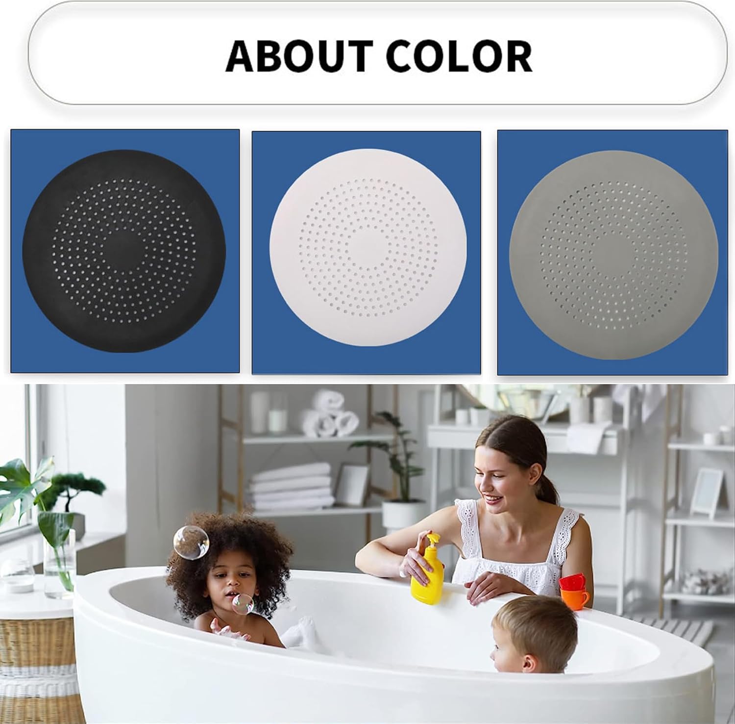 KYHSOM Round Shower Drain Cover 2 Pack Grey White