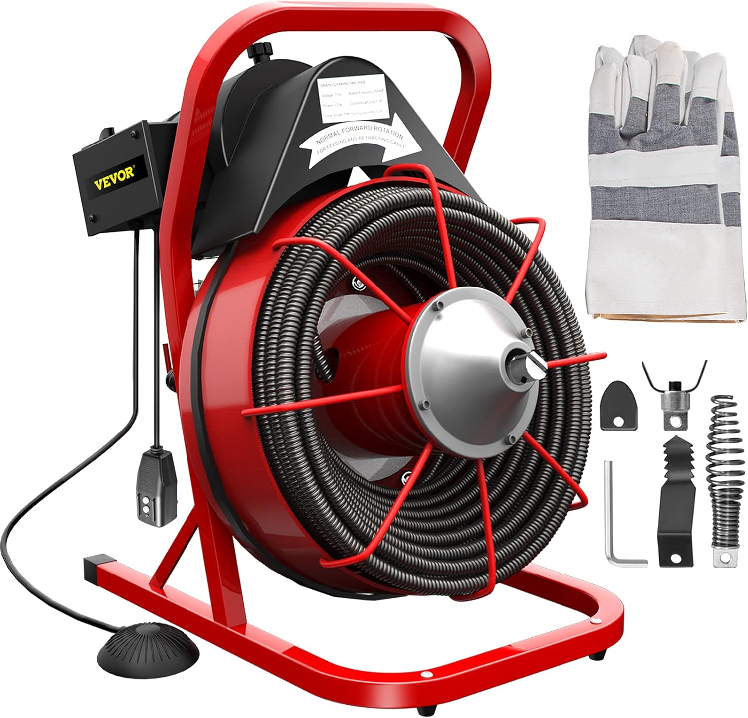VEVOR Electric Drain Auger with Quick-Change Cutters 1