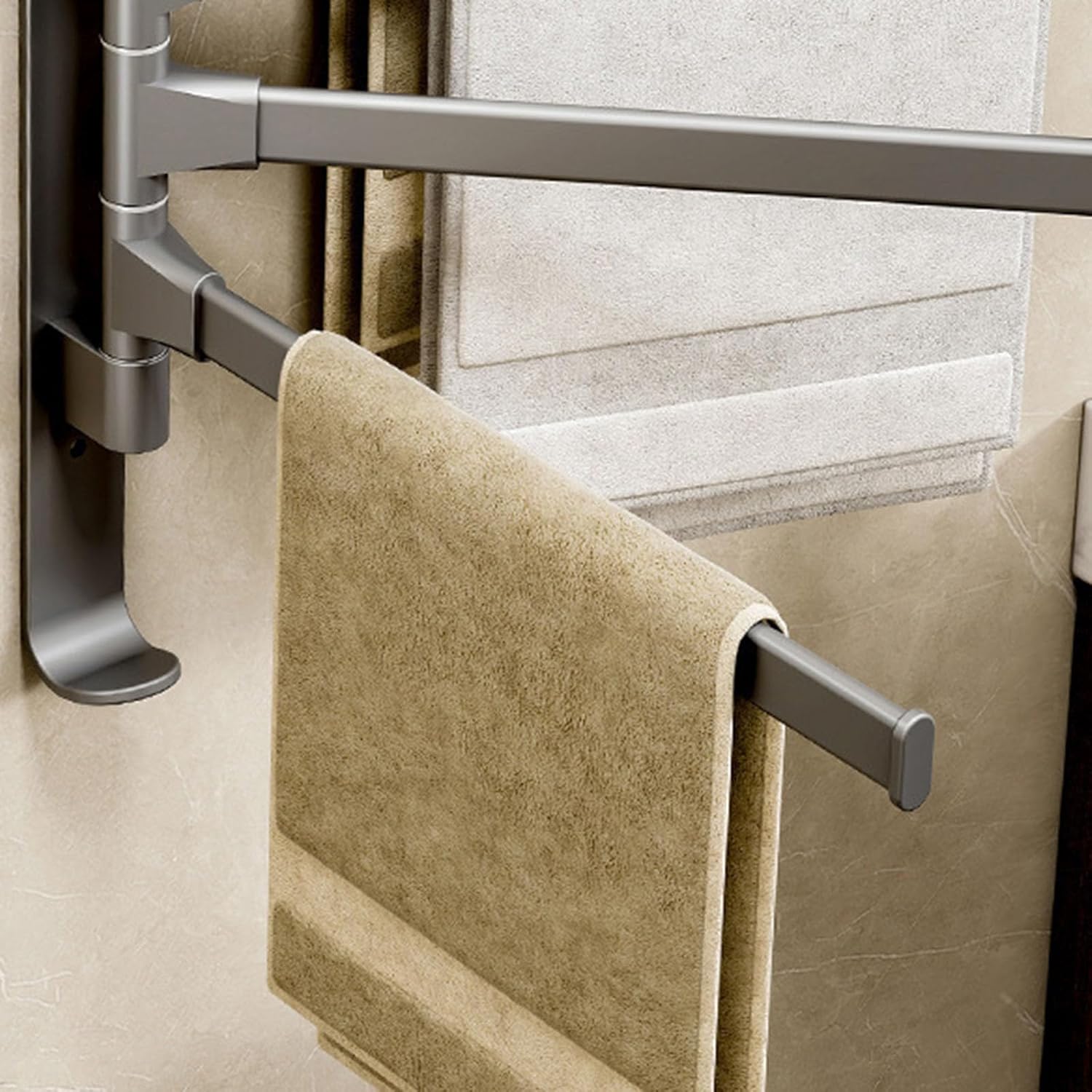 4 Arm Swivel Towel Rack with Hook Rustproof and Space Saving