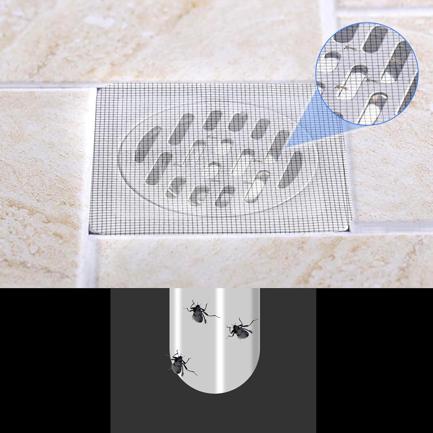 50 Pcs 4x4 Inch Disposable Hair Catcher Mesh Stickers for Bathroom Drains
