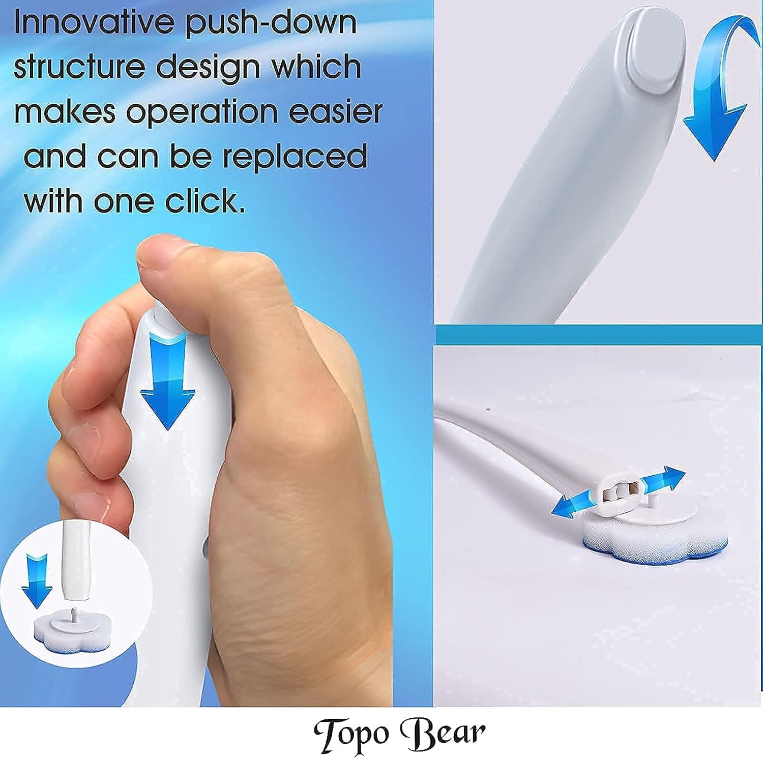 Topo Bear Toilet Brush Holder with 72 Refills and Fresh Scent
