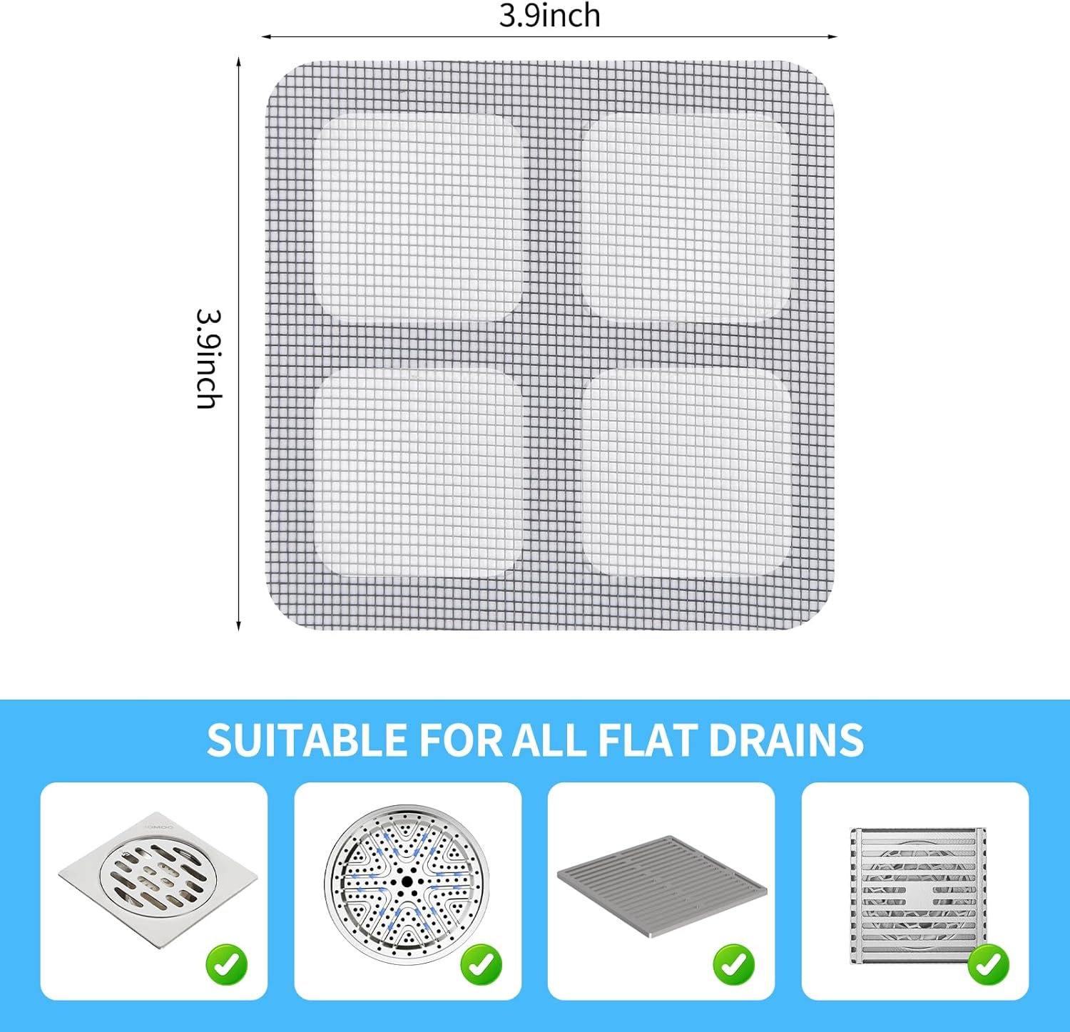TUMEYET 50-Pack Drain Hair Catcher Sticker 39x39 Inch