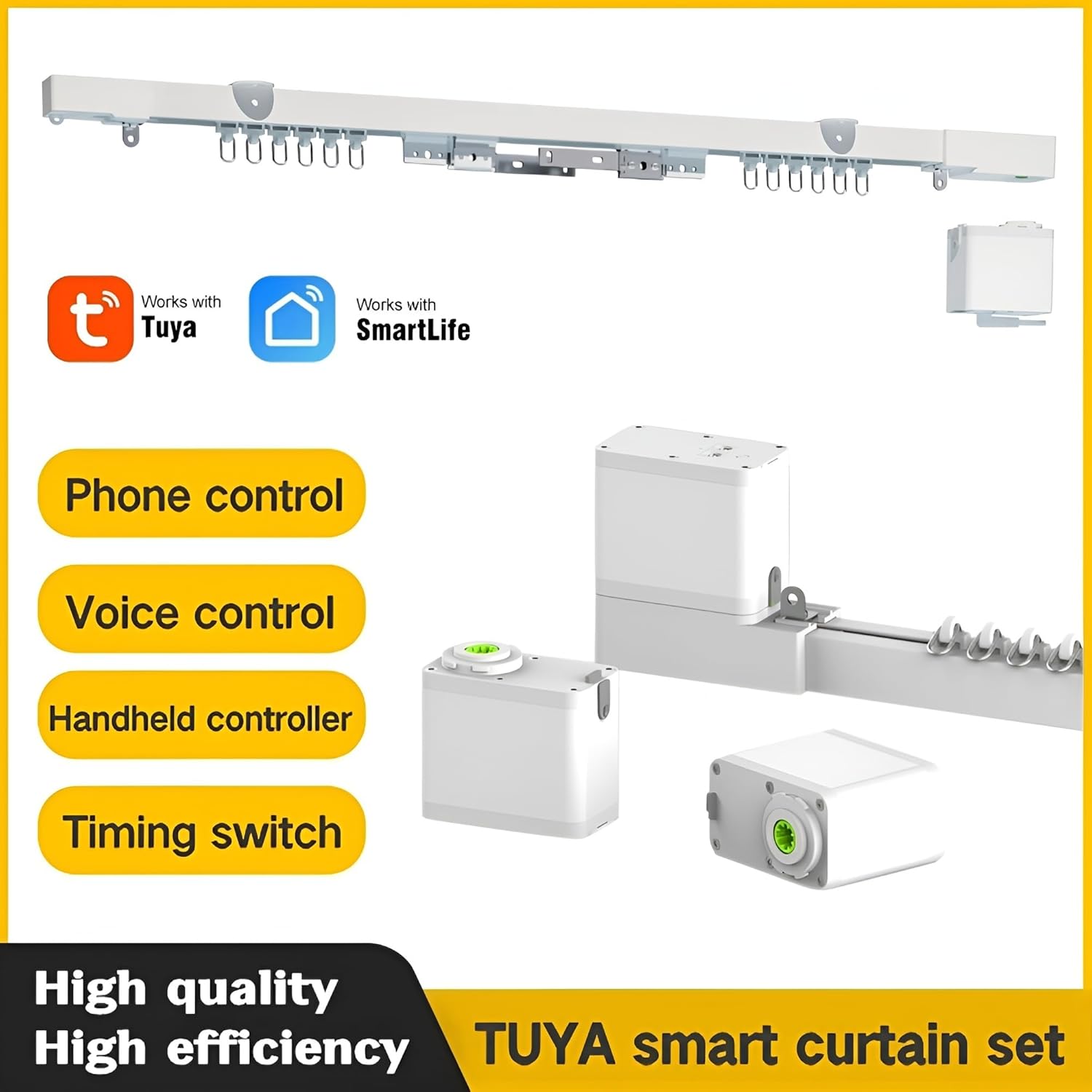 Smart Curtain Track System with Mini Zigbee Motor and App Control