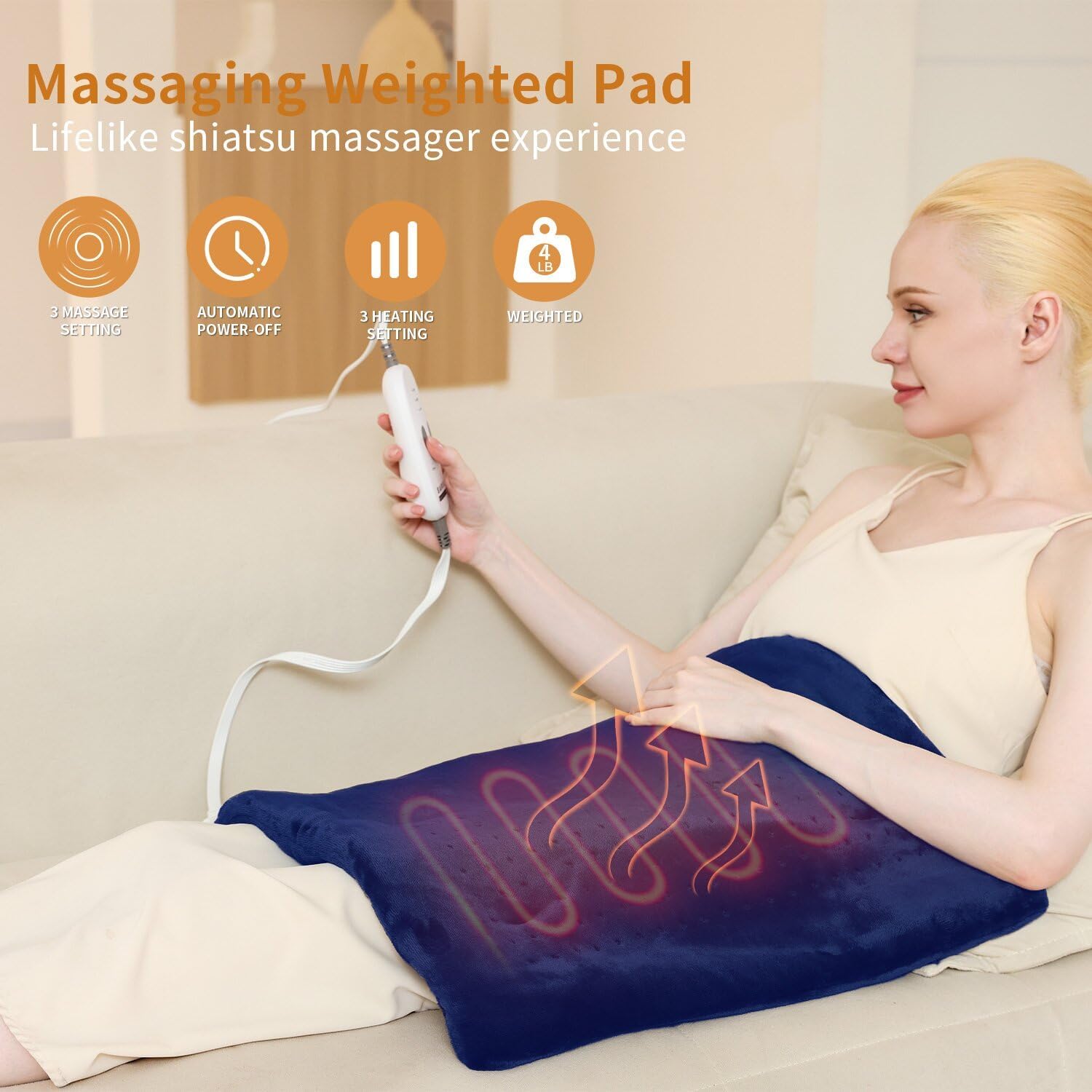 Myiosus Weighted Heating Pad with 3 Heat Settings 6 Massage
