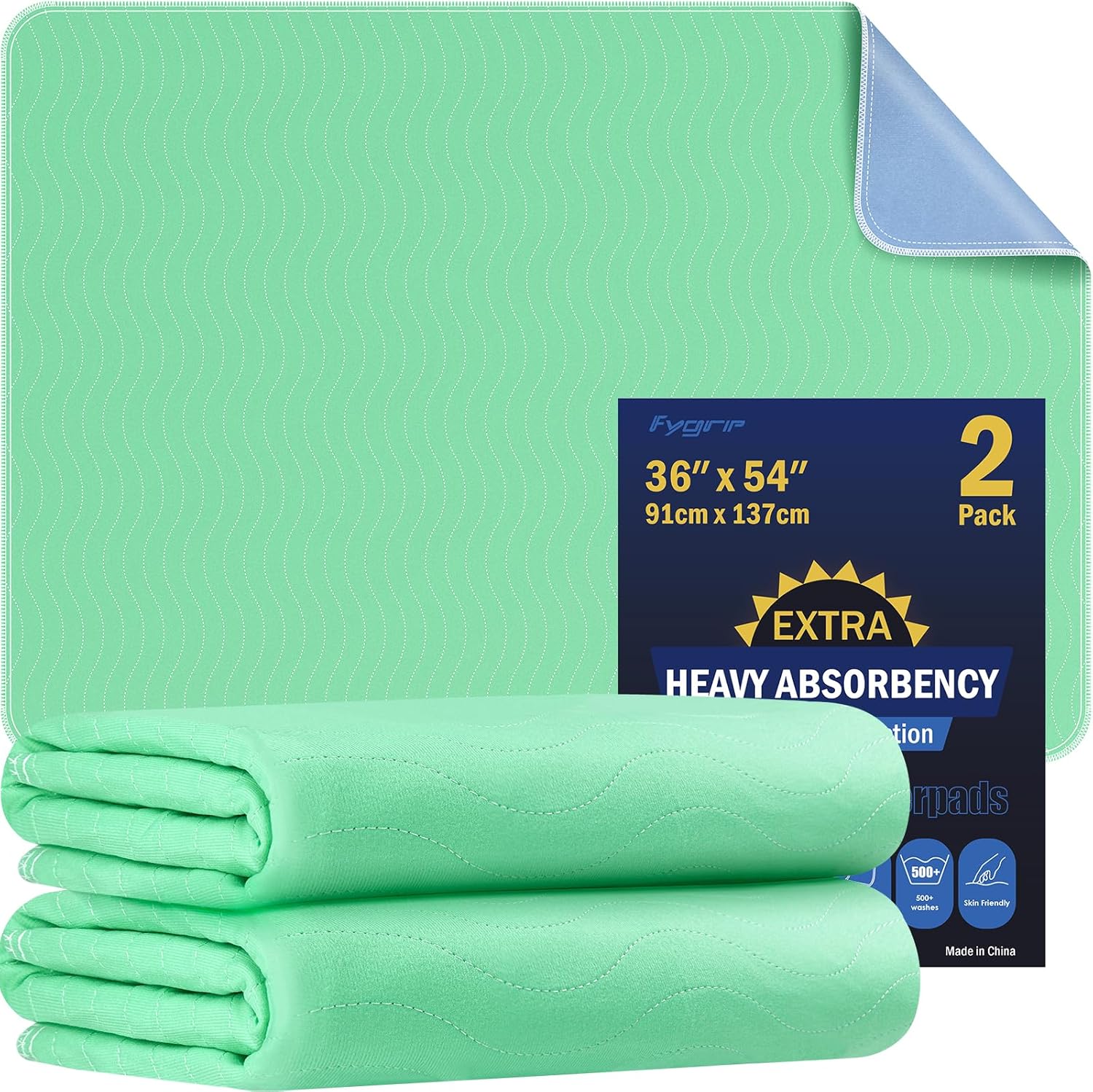 FYGRIP 2 Pack 36x54 Waterproof Reusable Underpads