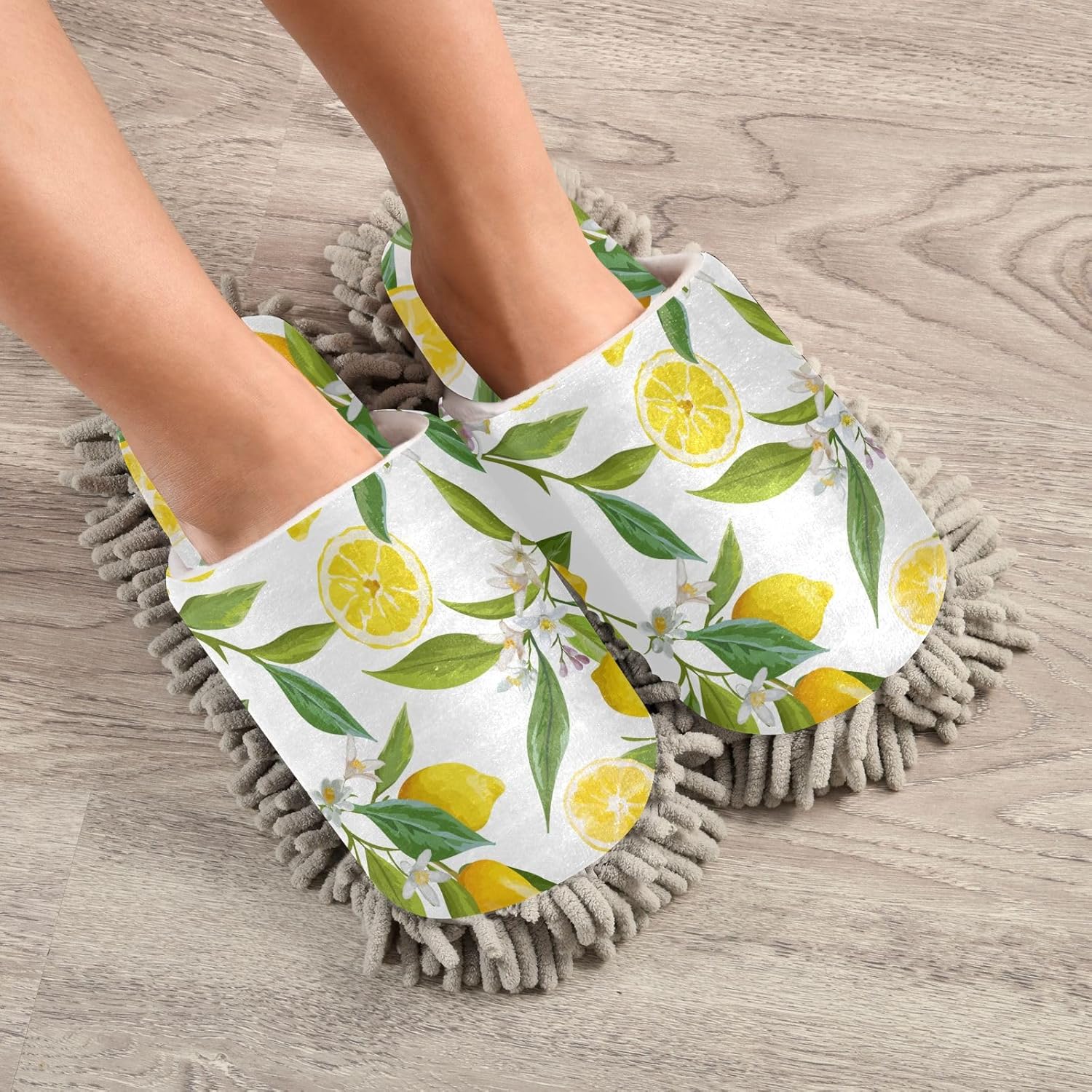 Sinestour Lemon Fruits Mop Slippers for Floor Cleaning