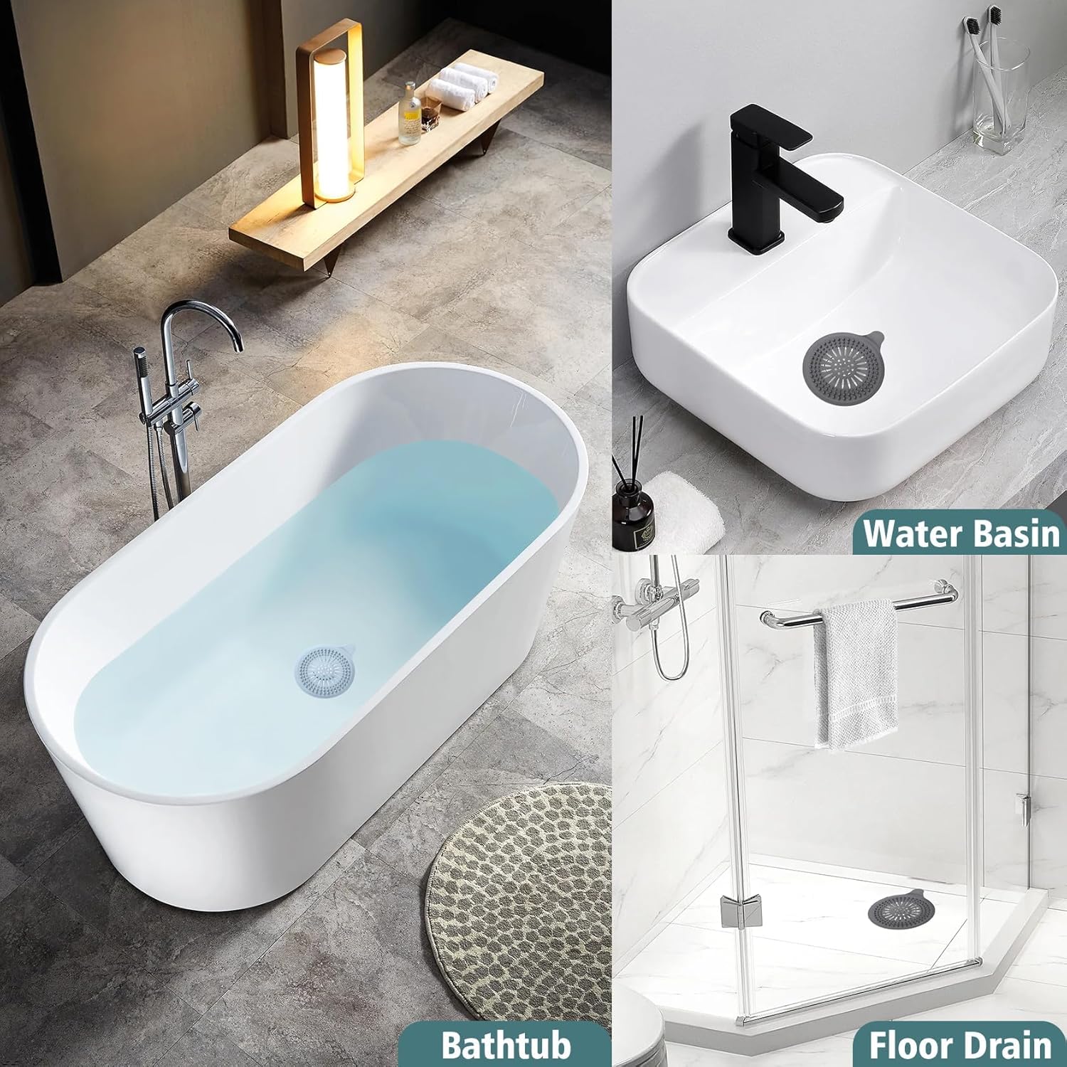 2 Pack Silicone Hair Catcher for Shower and Bathtub