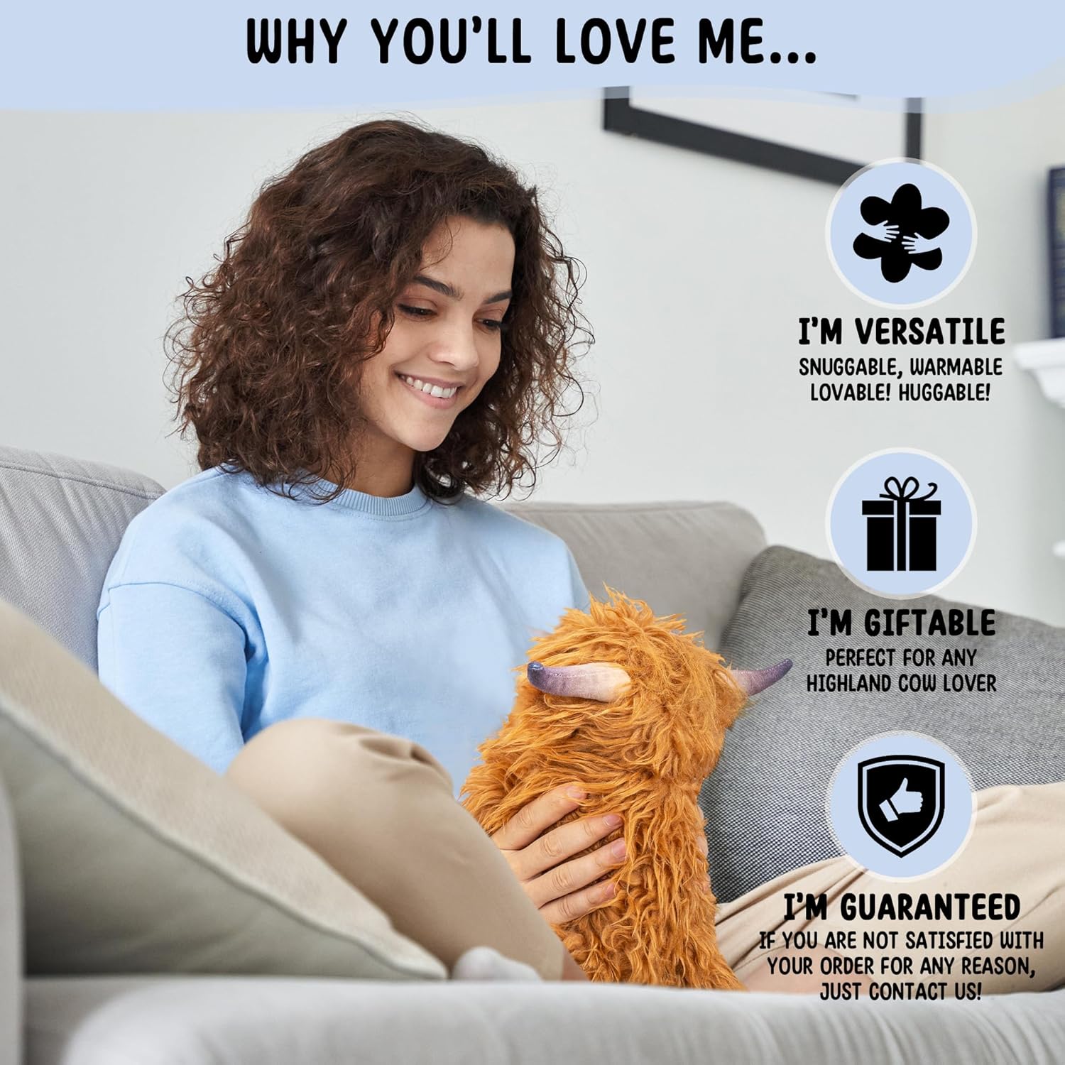 Happy Fuel Highland Cow Microwavable Heating Pad 15lbs