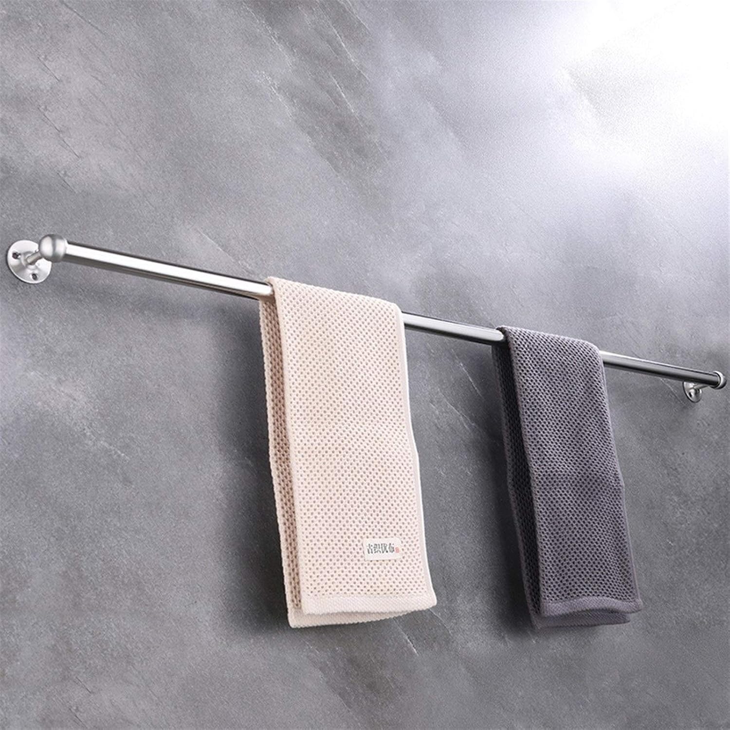 BOCbco Silver Round Towel Bar 30Cm Wall Mounted