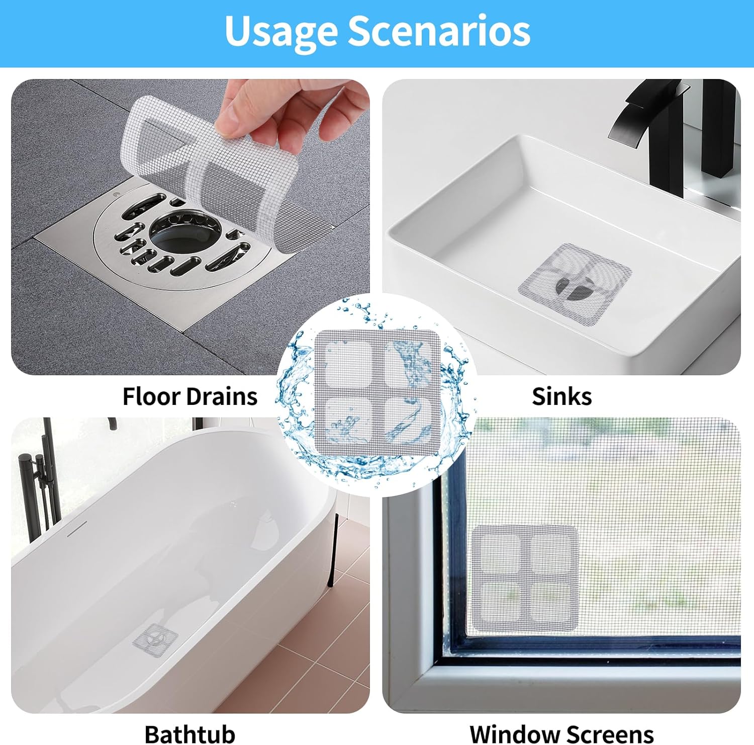 TUMEYET 50-Pack Drain Hair Catcher Sticker 39x39 Inch
