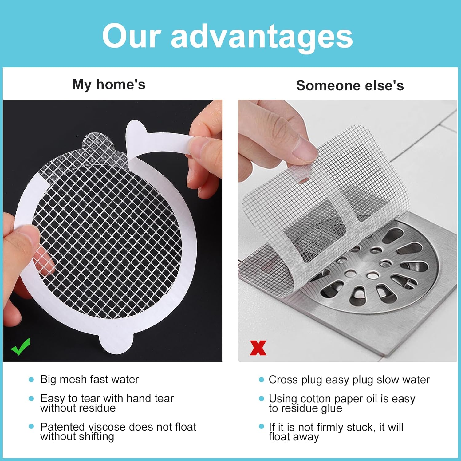 30PCS Disposable Hair Catcher for Bathrooms and Sinks