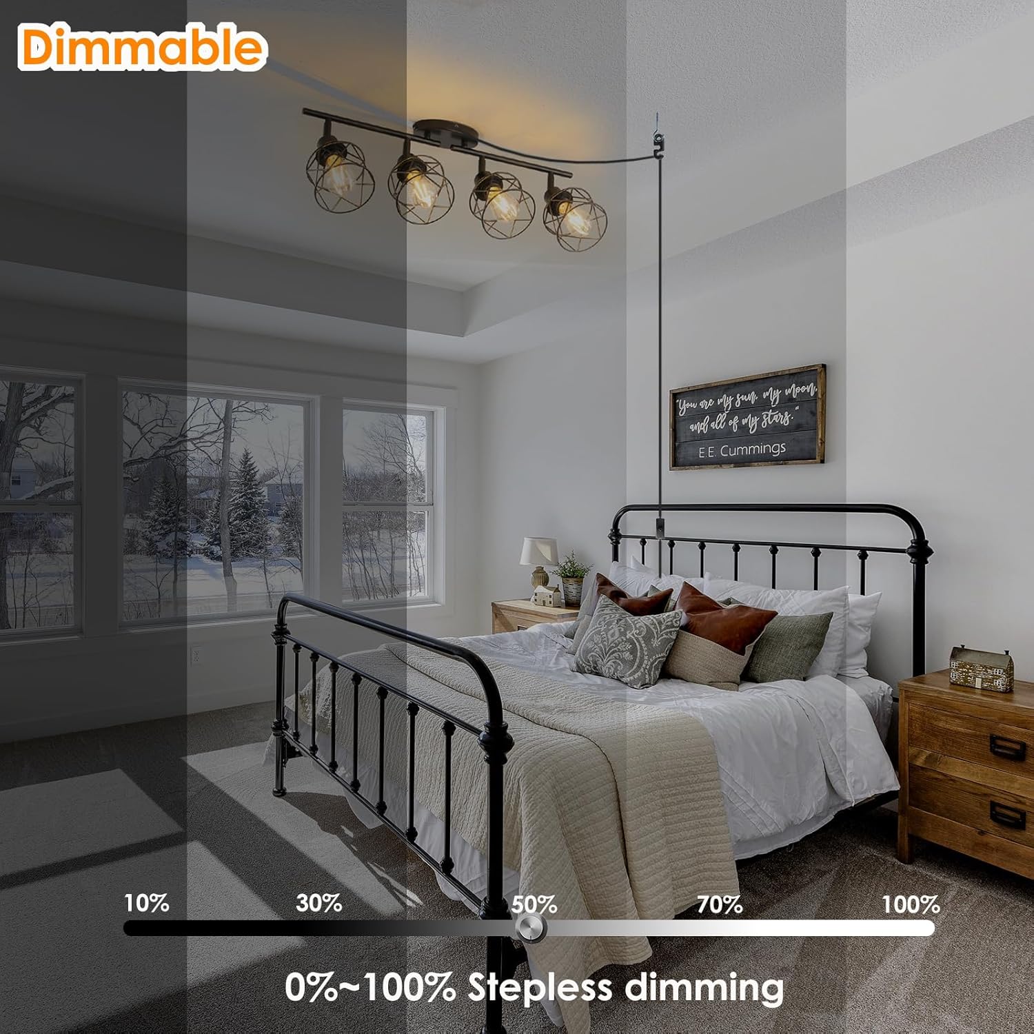 Vivihobb Dimmable 4 Light Plug-in Ceiling Light