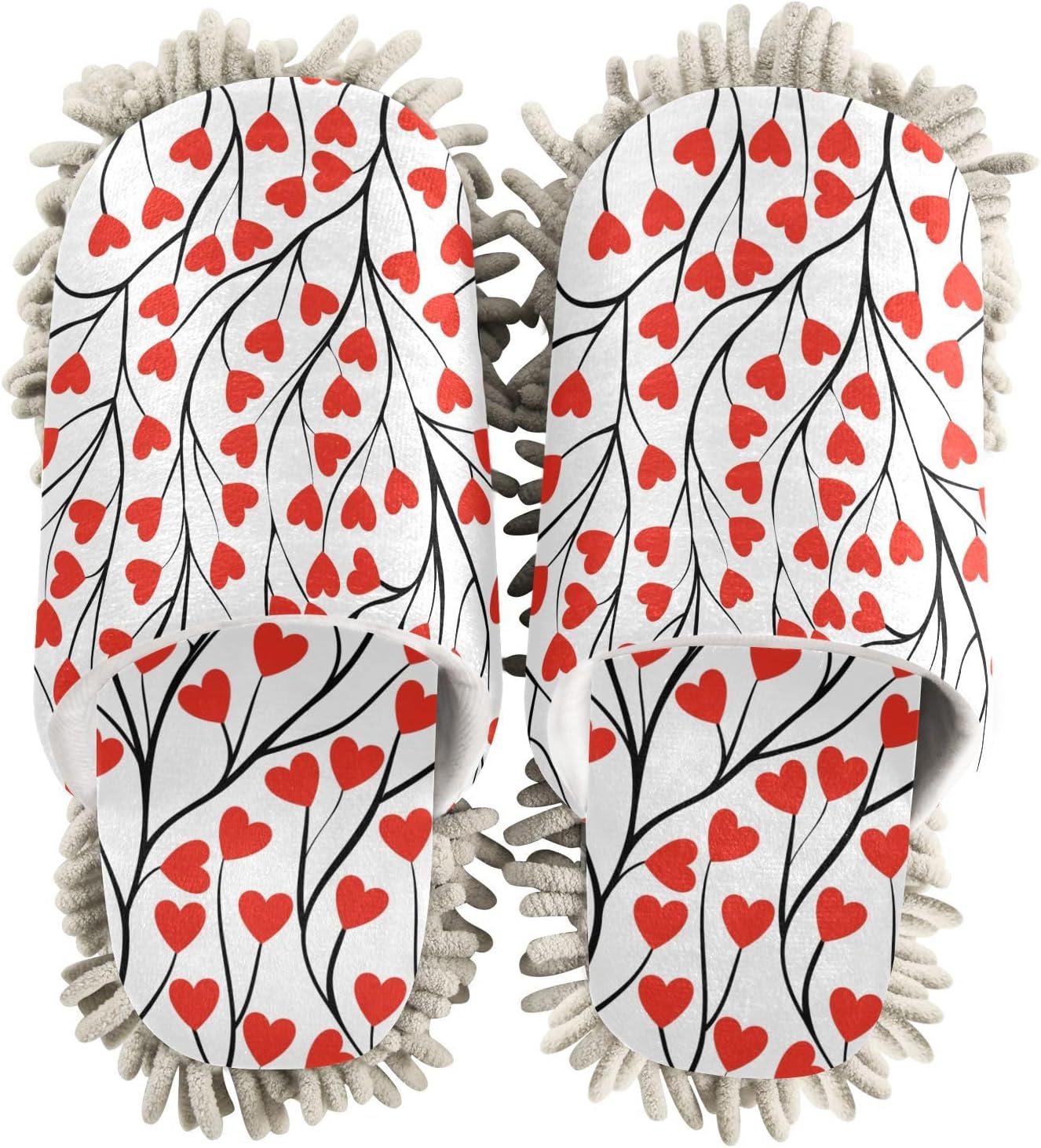 Sinestour Love Heart Tree Mop Slippers for Floor Cleaning