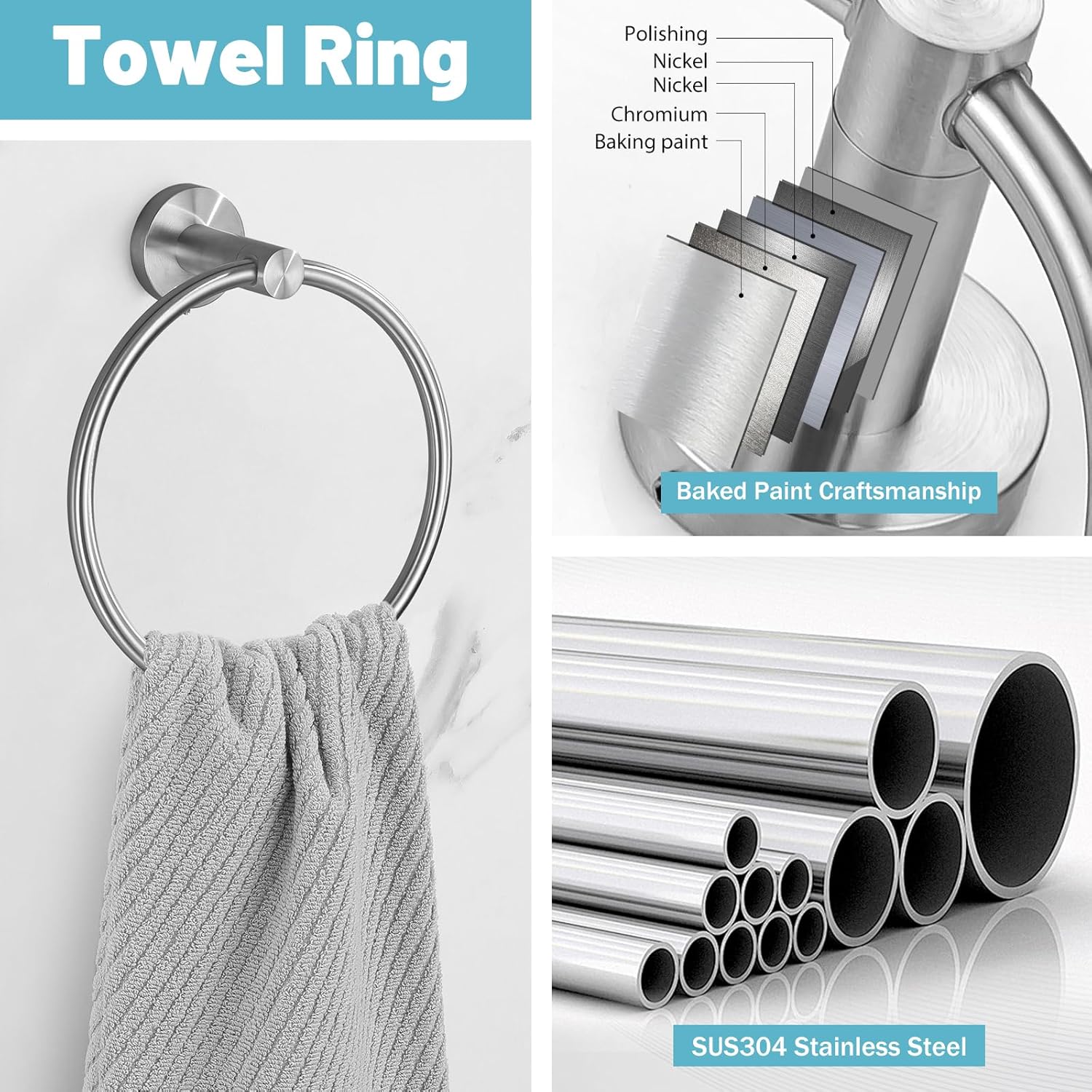 10-Piece Brushed Nickel Bathroom Hardware Set