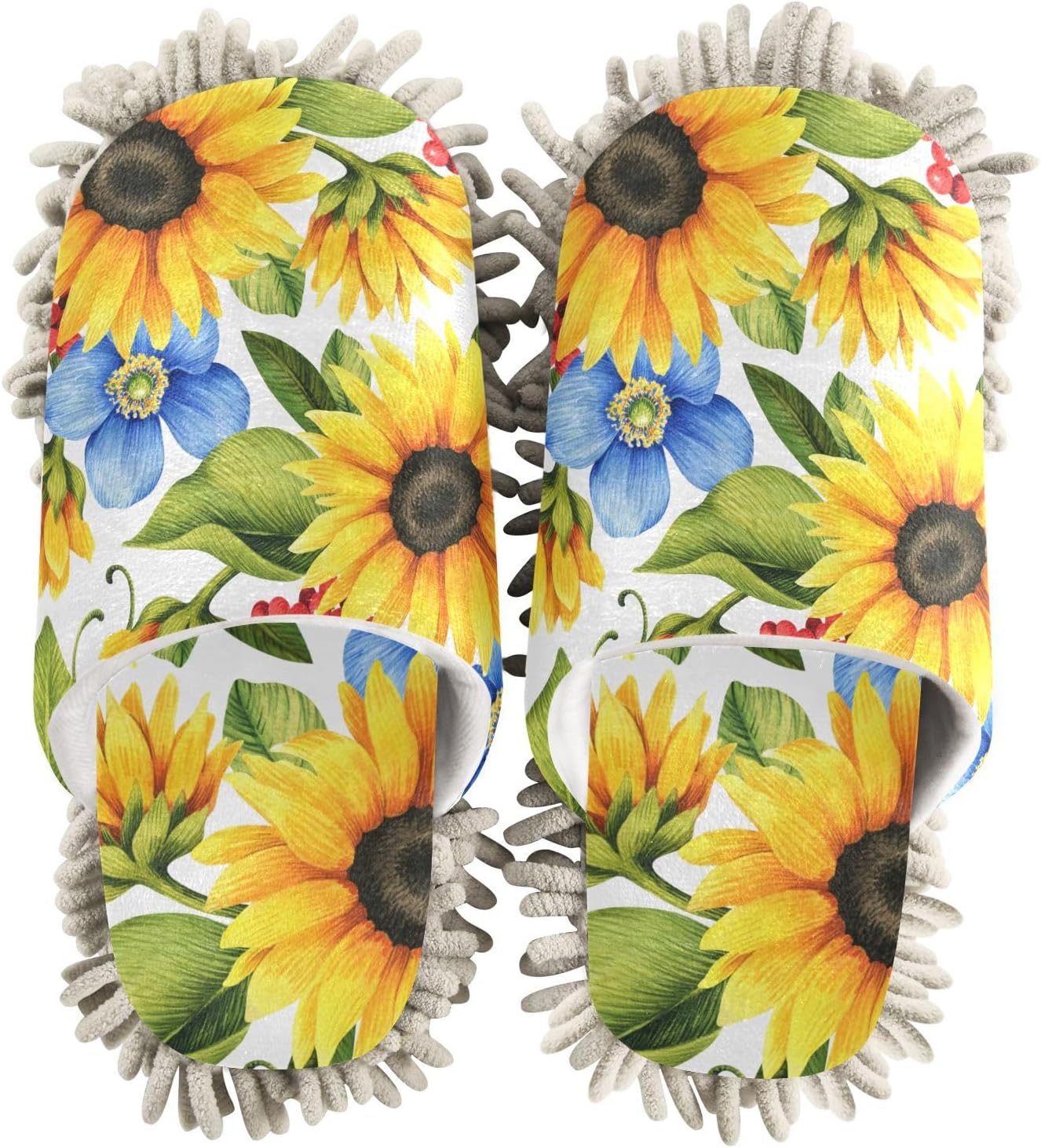 Sinestour Yellow Sunflowers Mop Slippers for Floor Cleaning 1