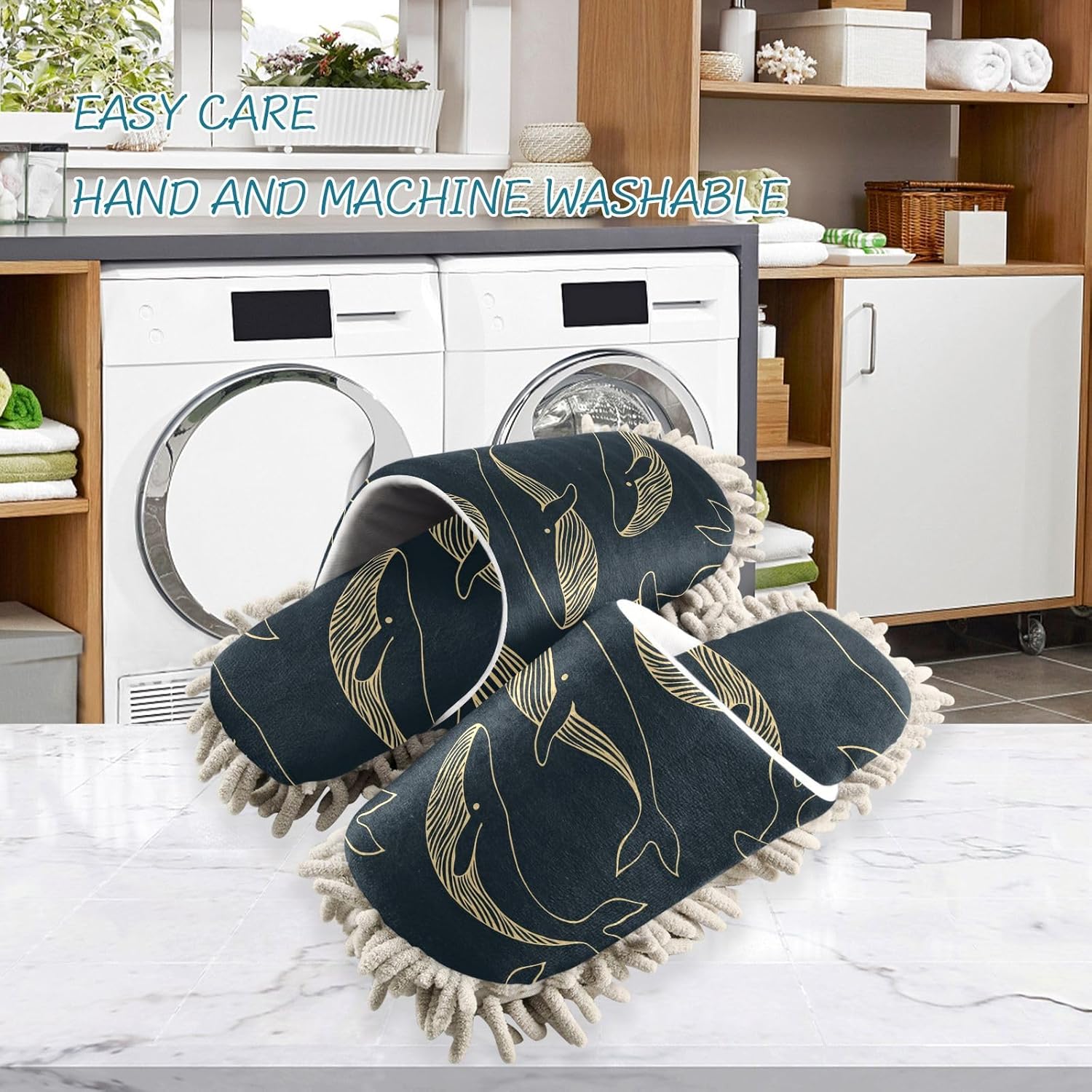 Sinestour Whale Mop Slippers for Floor Cleaning