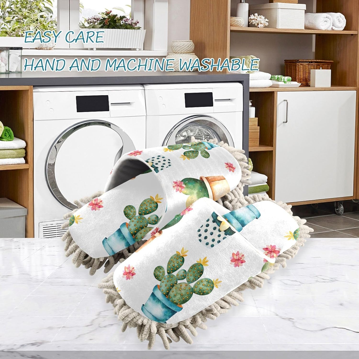 Sinestour Cactus Plant Mop Slippers for Floor Cleaning