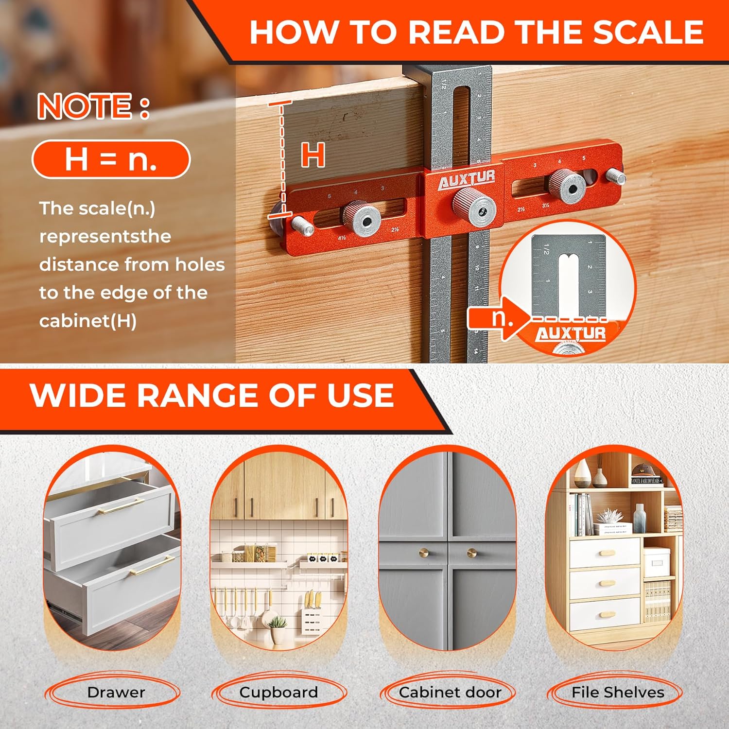 AUXTUR Cabinet Handle Jig with 2 Shims and Alignment Holes