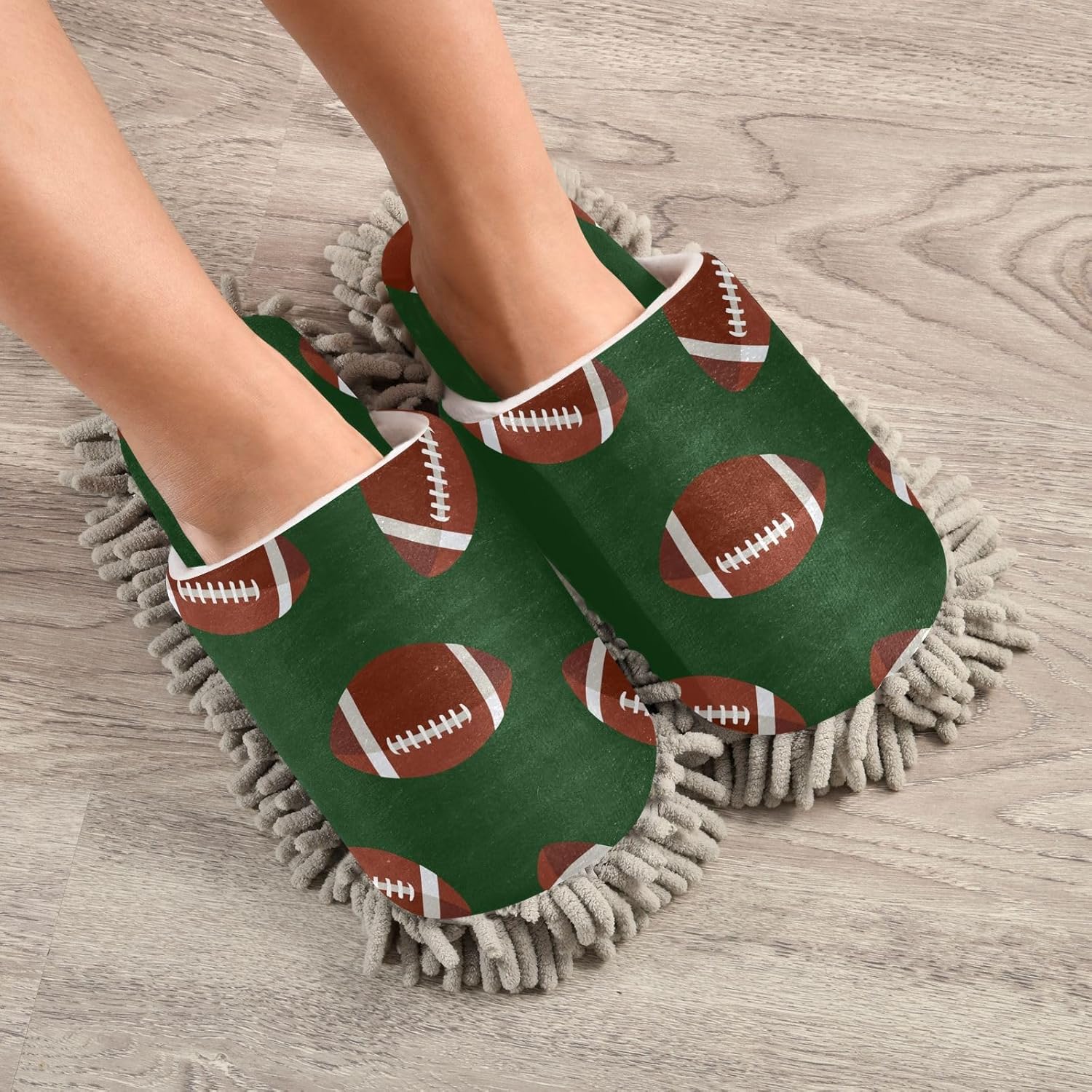 Sinestour Brown Mop Slippers for Floor Cleaning
