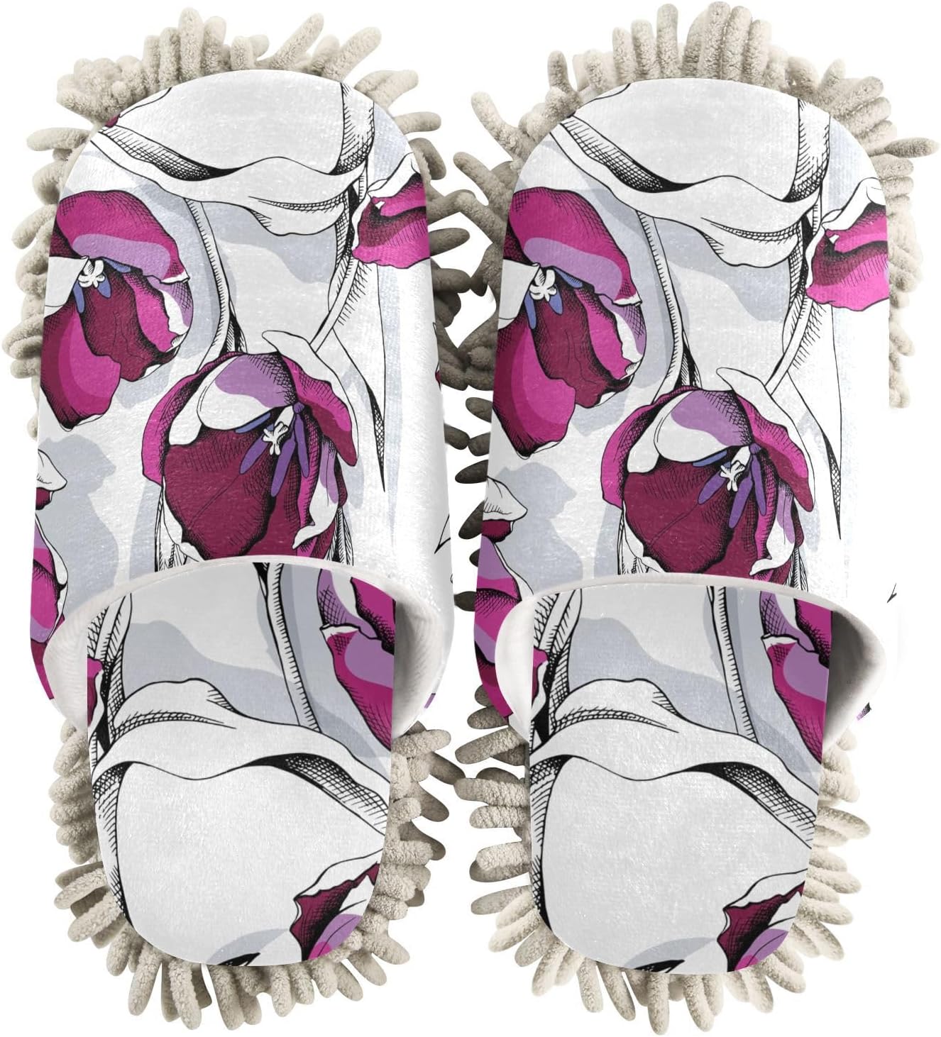 Sinestour Tulips Mop Slippers for Floor Cleaning
