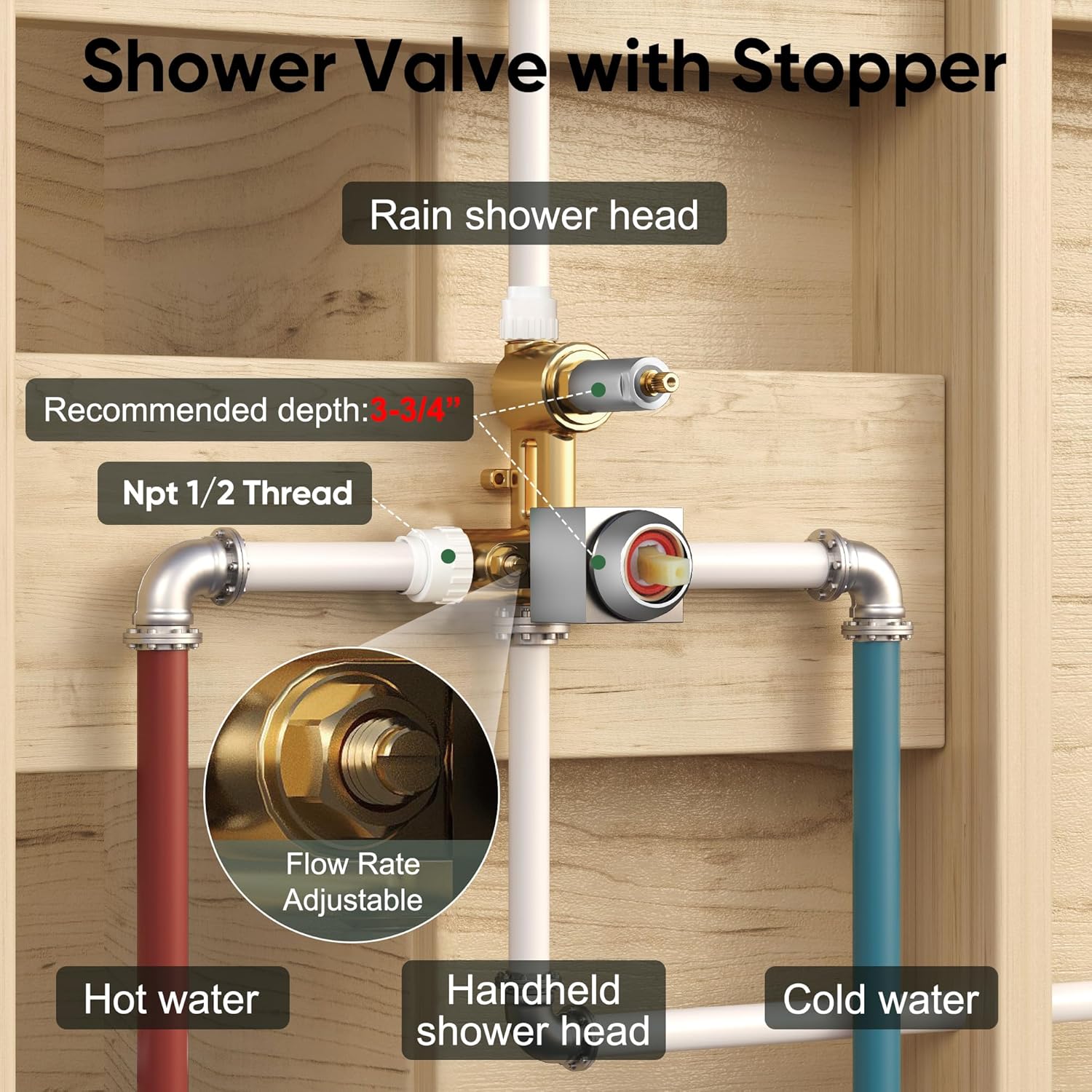Esnbia Chrome Rain Shower System with 10-Inch Head