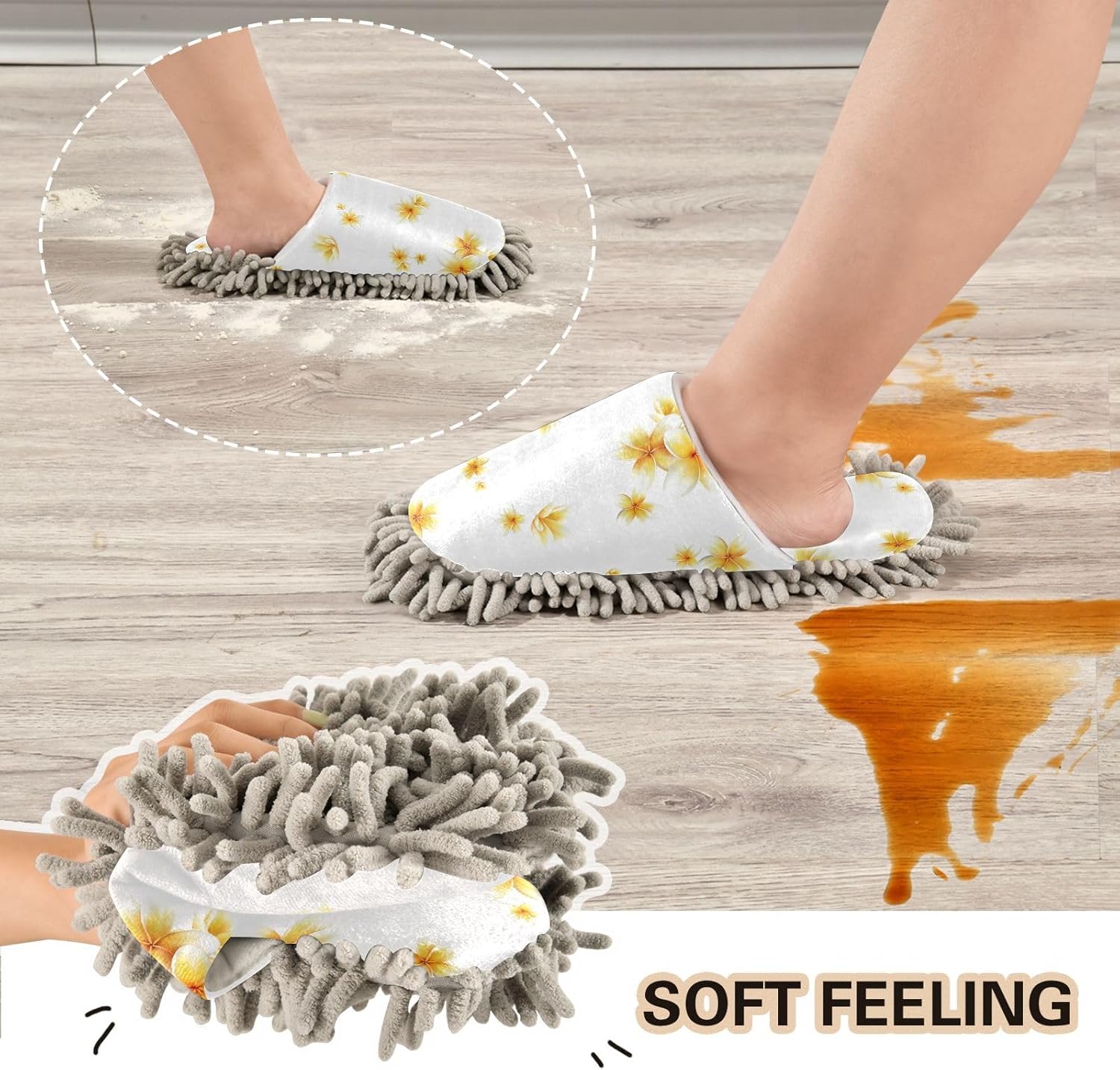 Kigai Microfiber Slippers with Yellow Flowers Size L