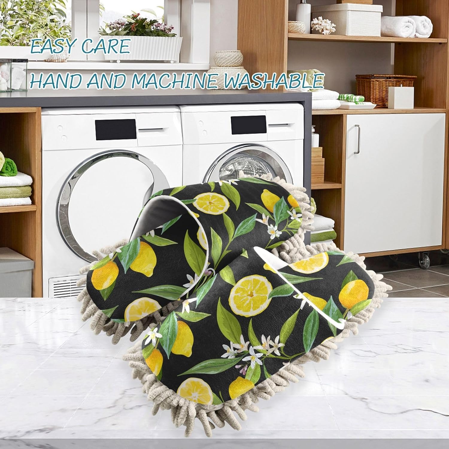 Sinestour Lemon Tree Mop Slippers for Floor Cleaning
