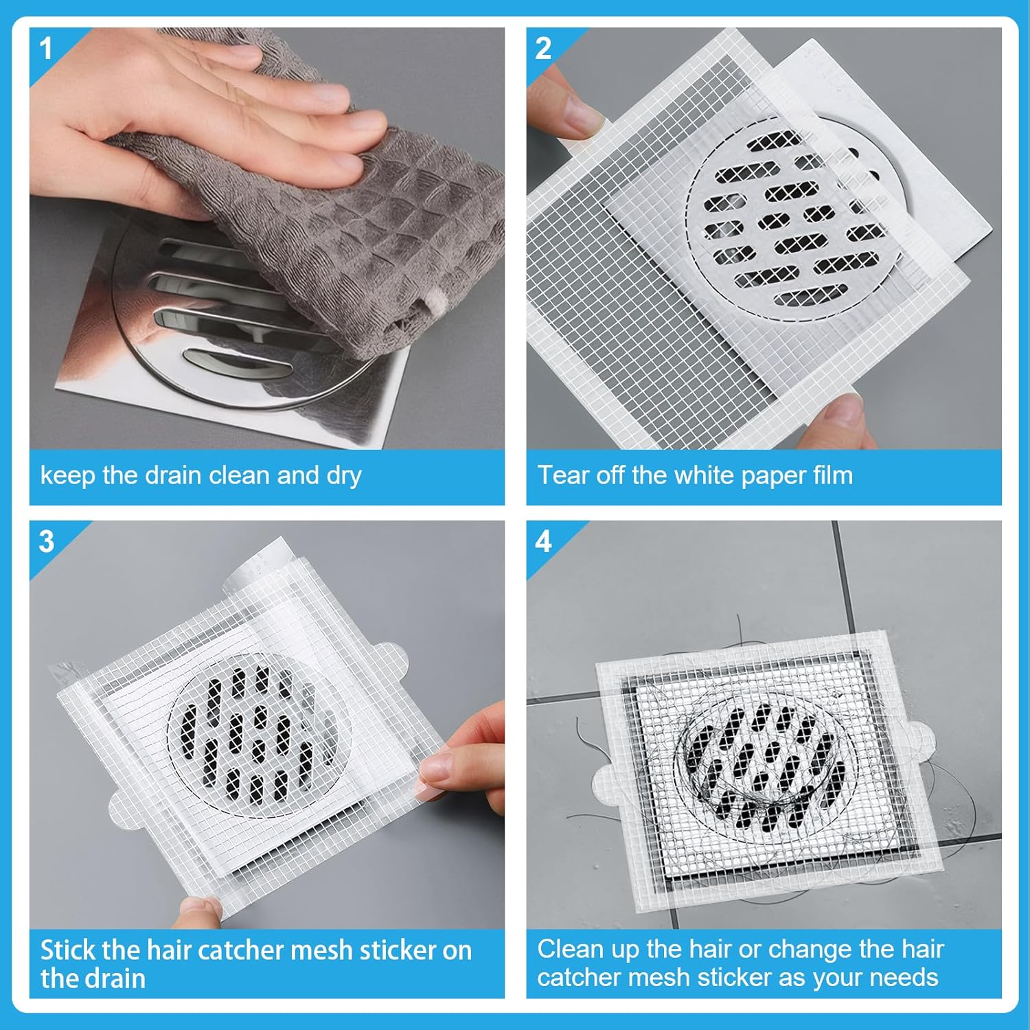 Qoosea 30 Pack Disposable Drain Hair Catcher