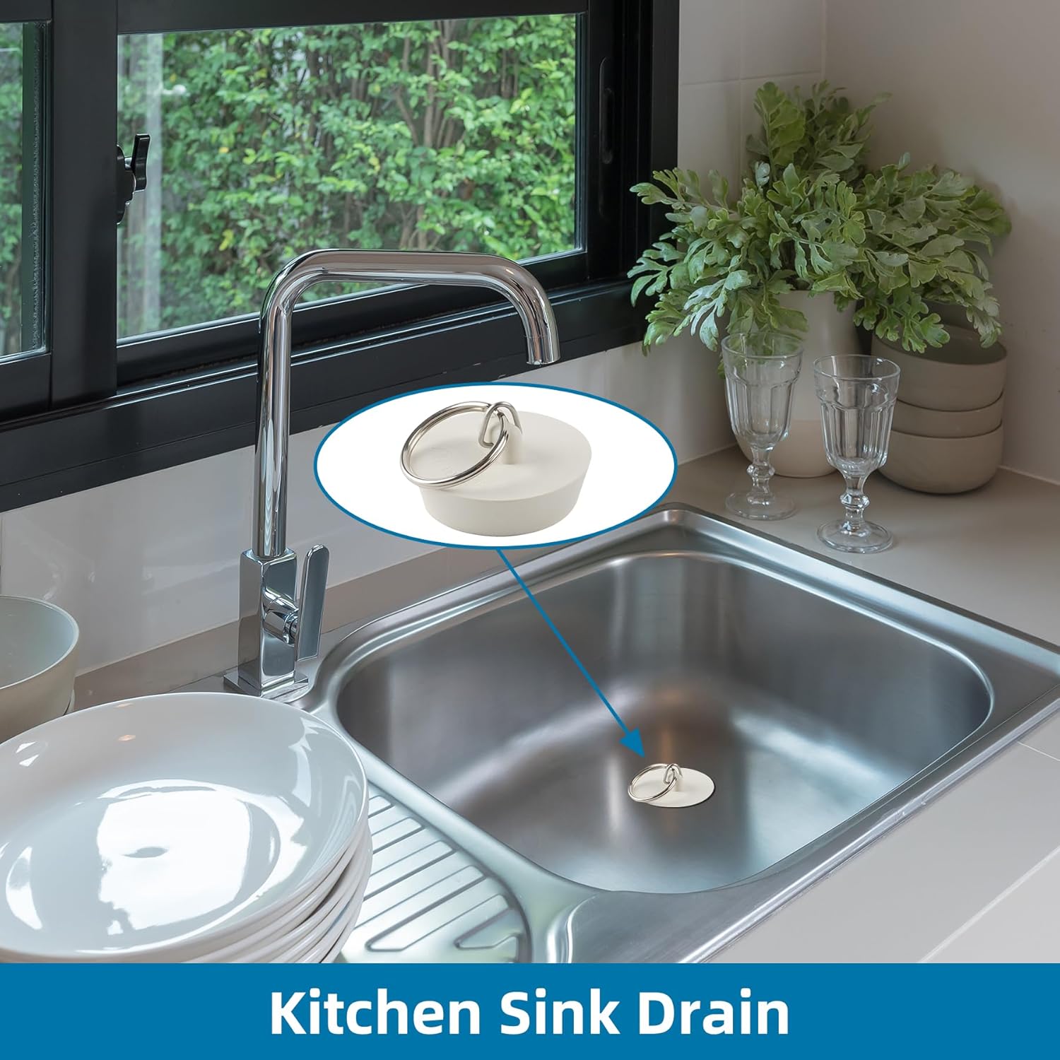 Hibbent 6-Piece Drain Stopper Set White 1