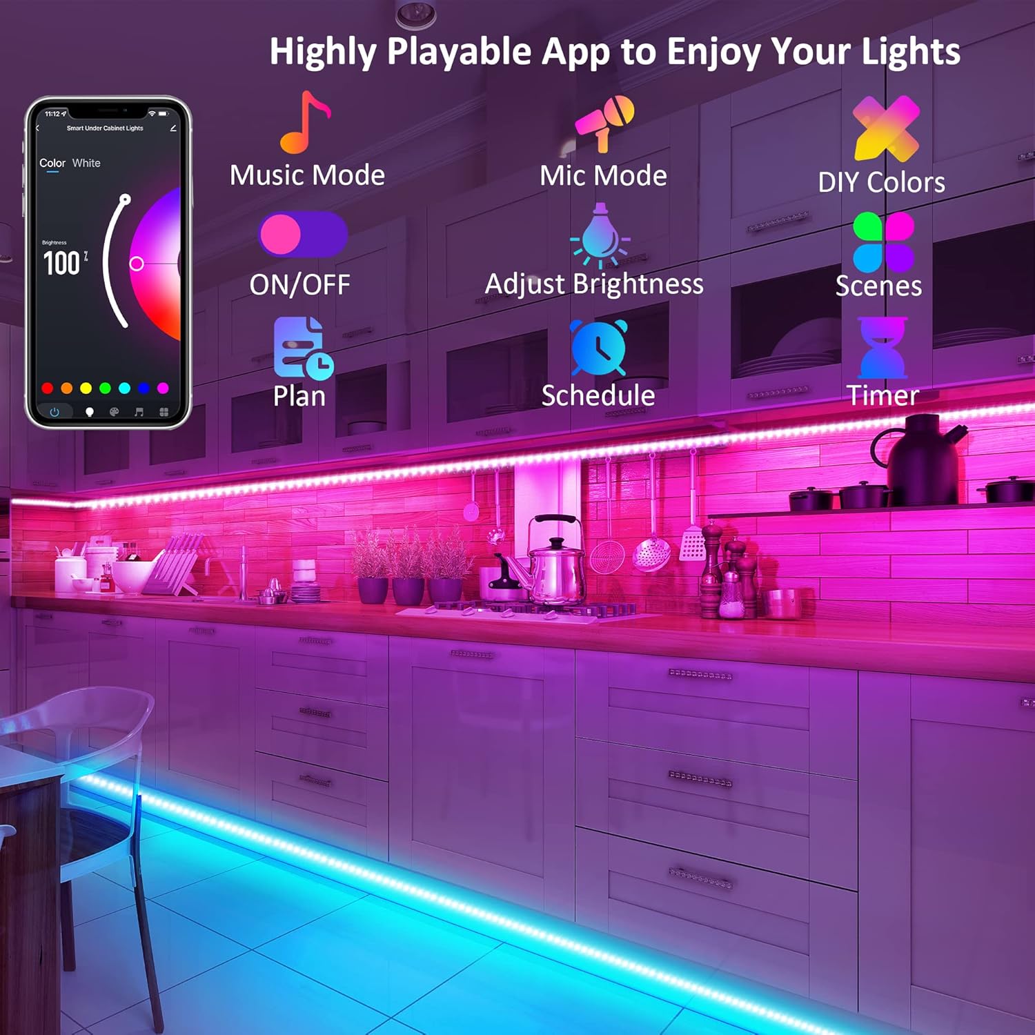 Maylit 10 PCS Smart RGB Under Cabinet Lights Kit