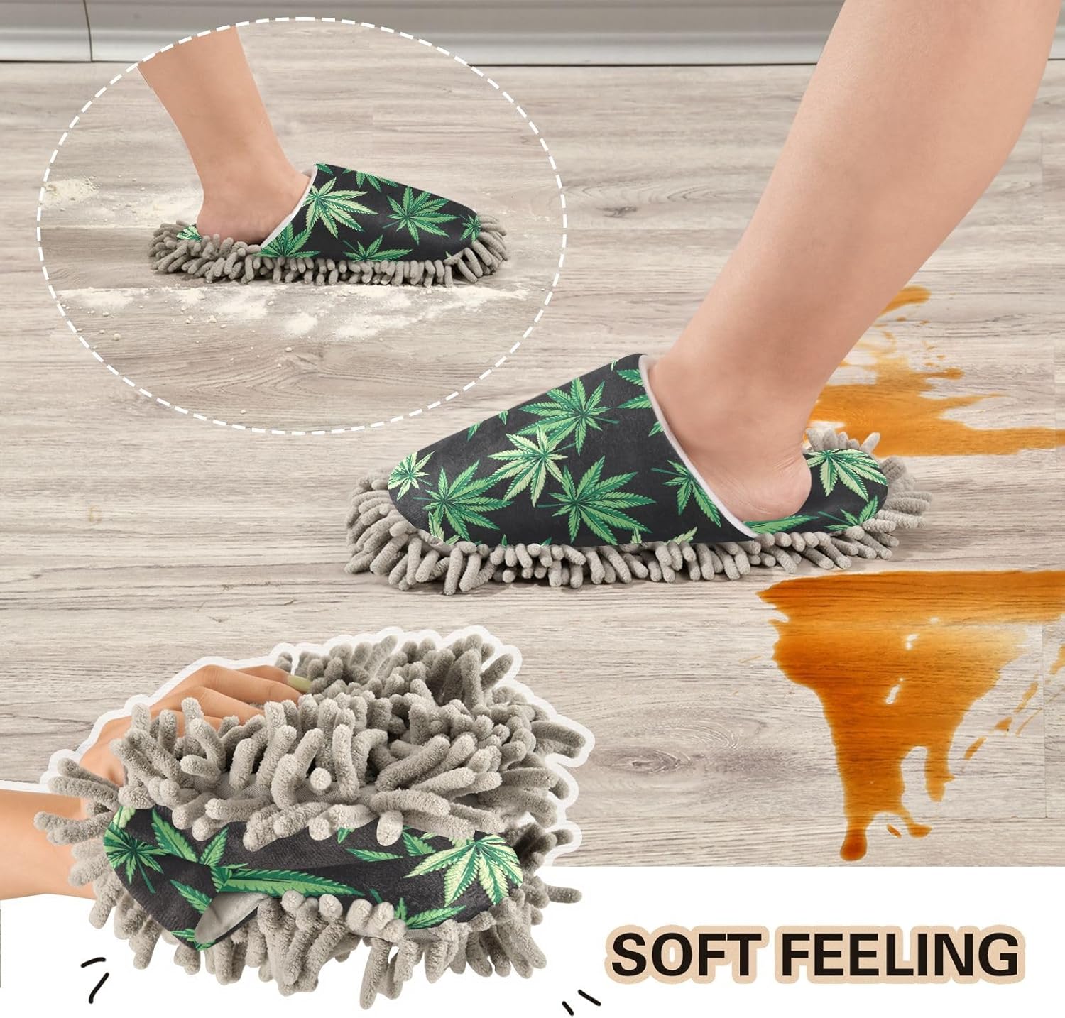 Sinestour Mop Slippers with Microfiber Pads for Floor Cleaning 1