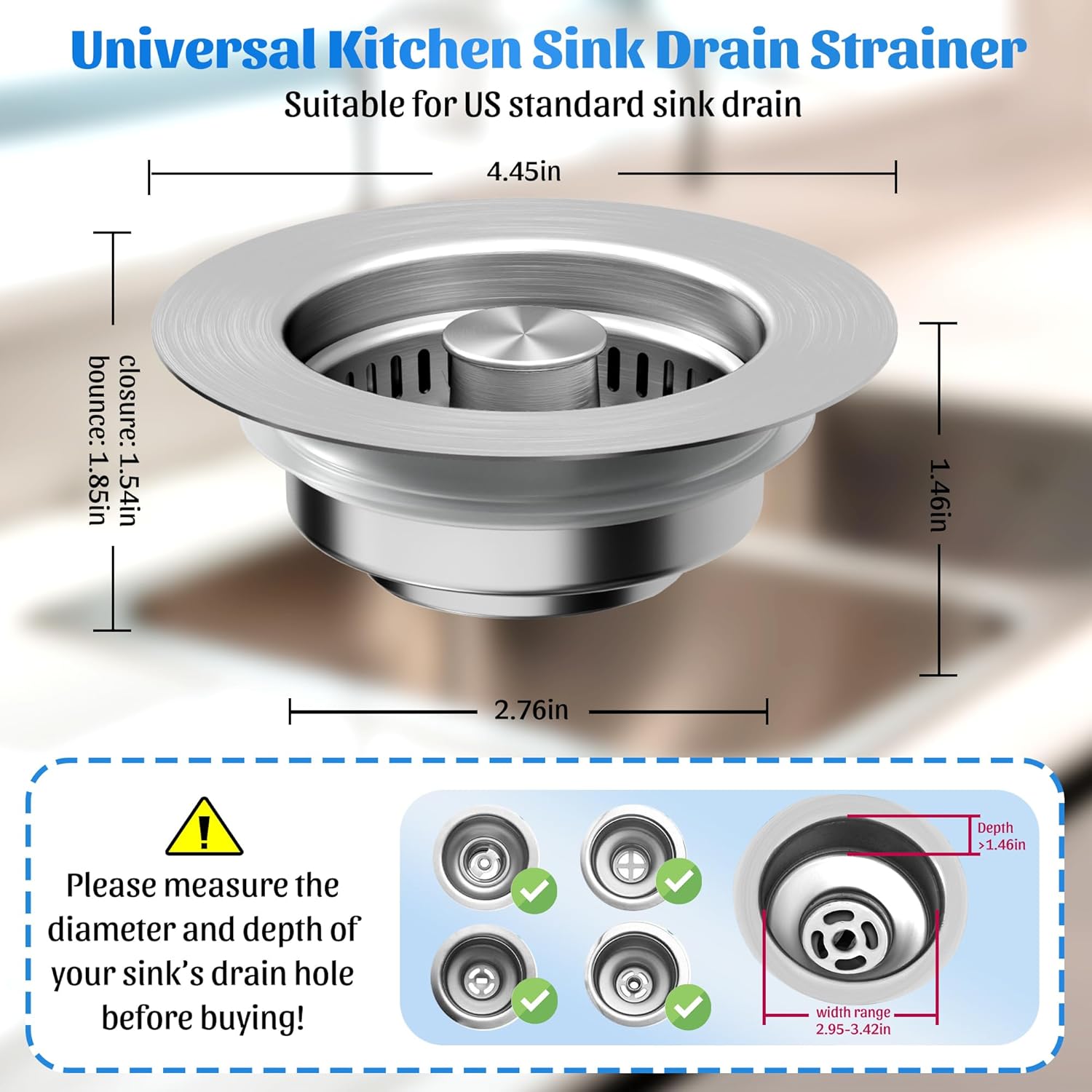 NinjaTiger 3-in-1 Sink Strainer Stopper 2-Pack