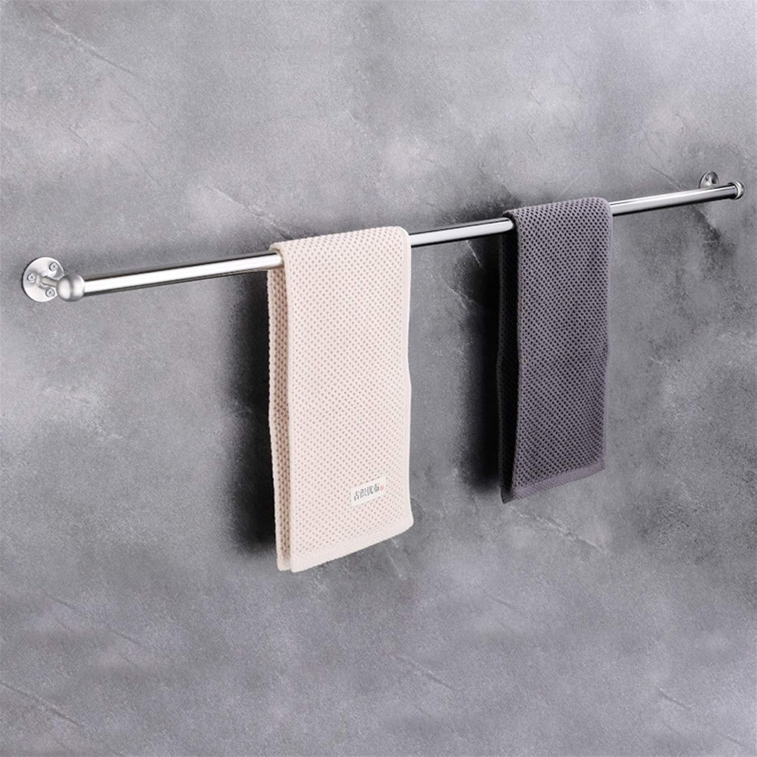 BOCbco Silver Round Towel Bar 30Cm Wall Mounted