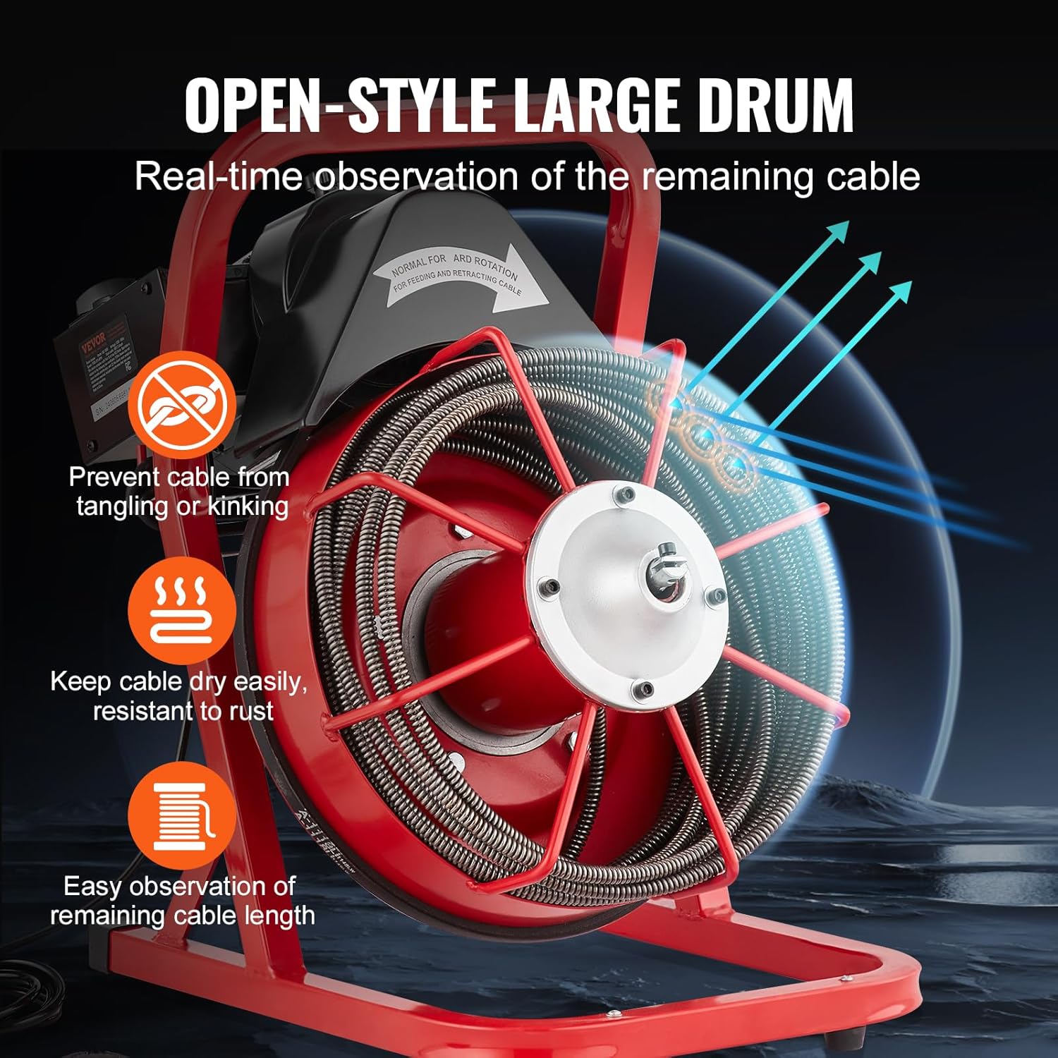 VEVOR Drain Cleaner Machine 50FT 38 Inch with 4 Cutters 1