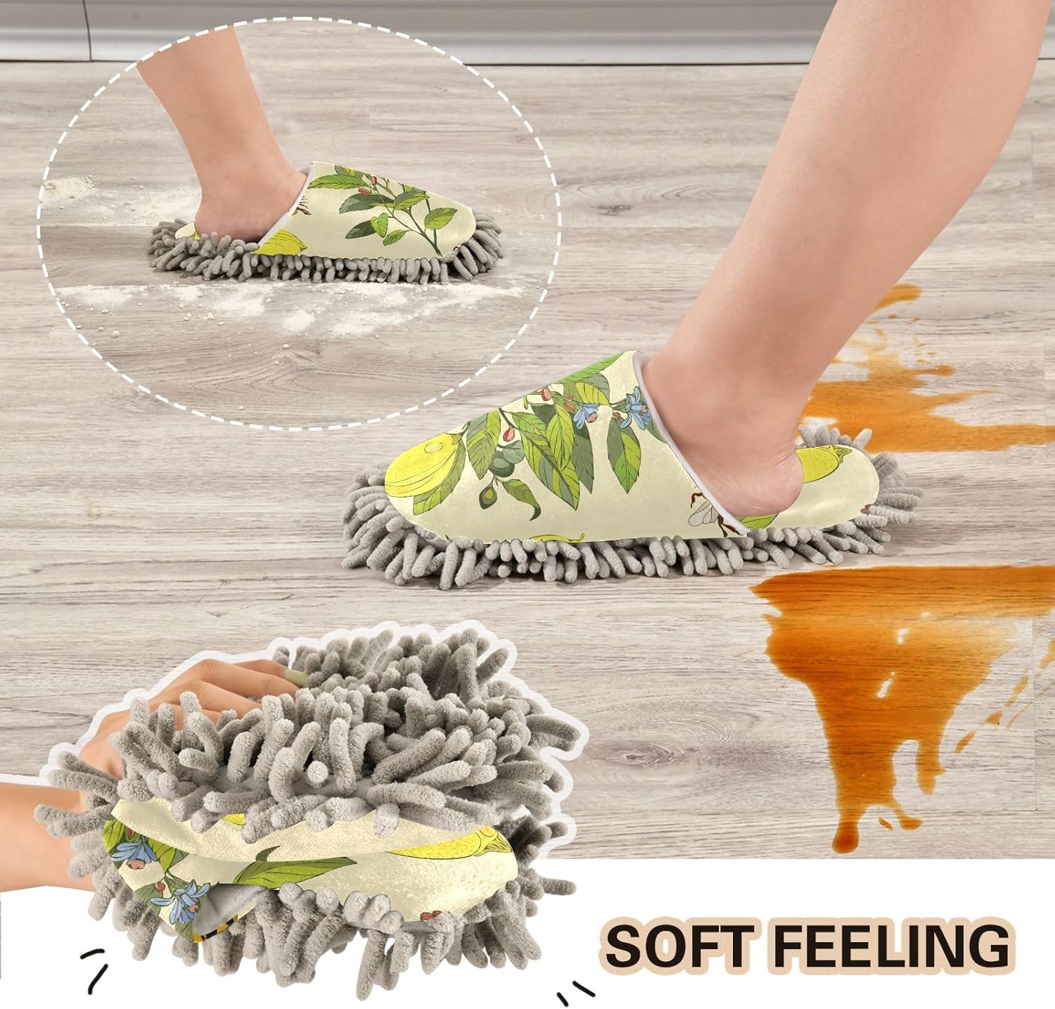 Sinestour Mop Slippers for Floor Cleaning 2 Sizes Washable