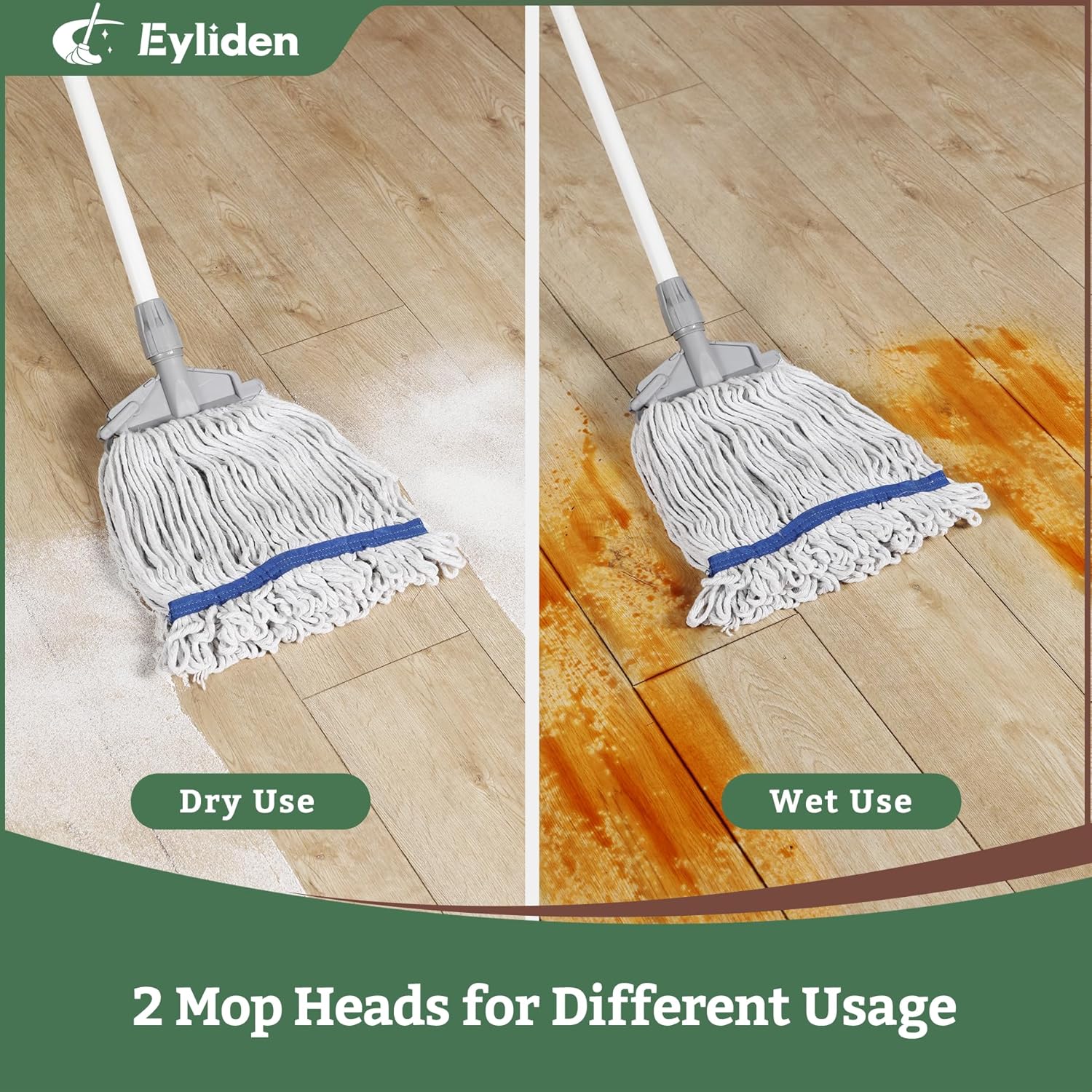 Eyliden Heavy Duty String Mops with 2 Reusable Heads