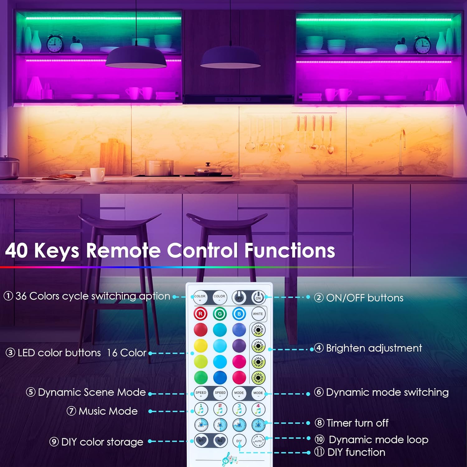 Maylit 10 PCS Smart RGB Under Cabinet Lights Kit